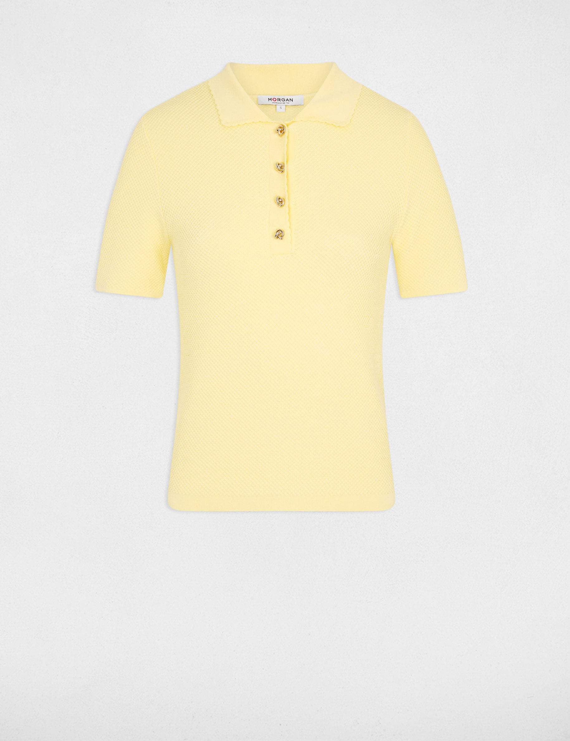 Jersey ajustado con cuello vuelto amarillo pastel mujer