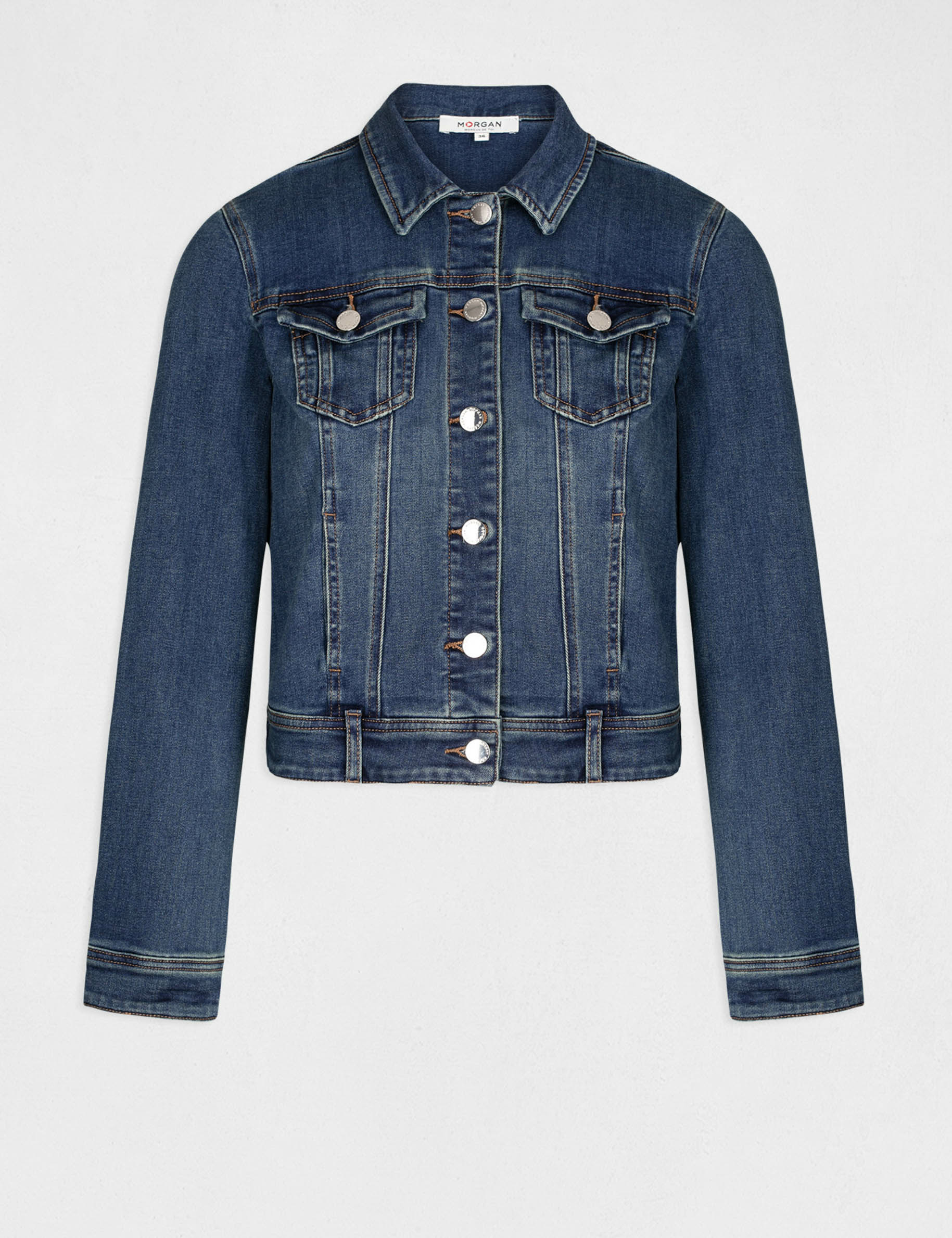 Chaqueta vaquera recta con botones vaquero stone mujer Chaqueta vaquera recta con botones vaquero stone mujer