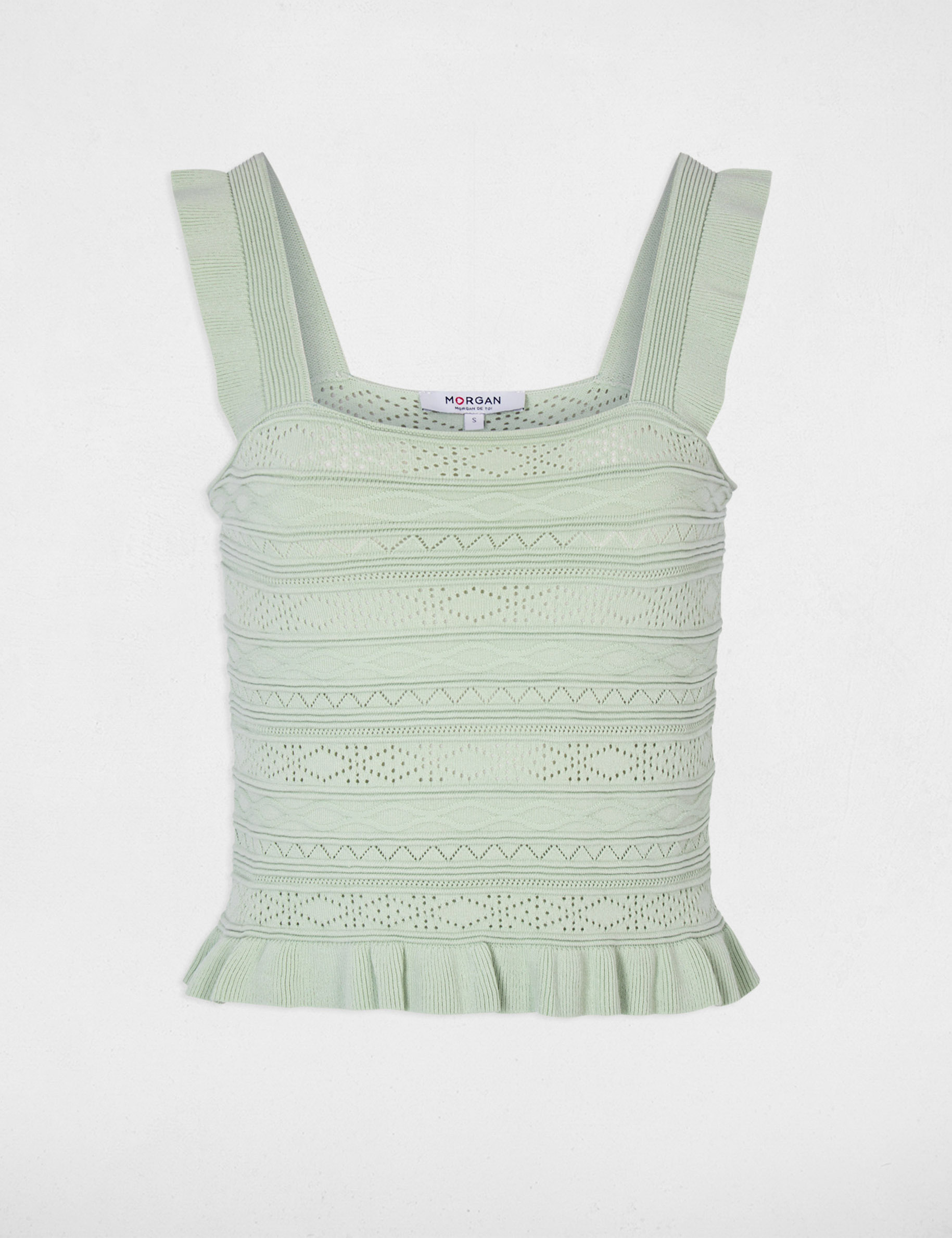 Jersey ajustado cuello cuadrado verde pastel mujer