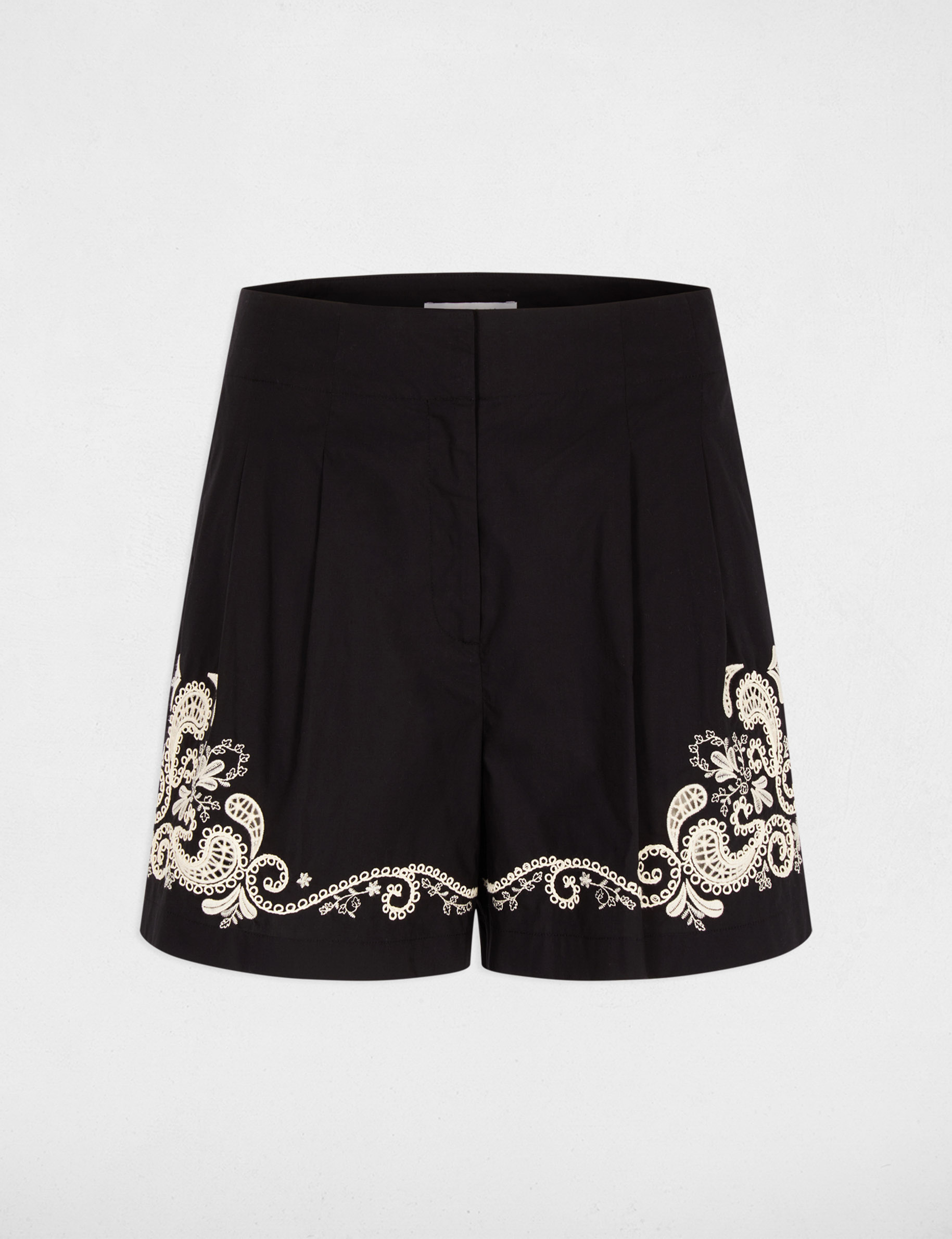 Pantal&oacute;n corto de cintura alta negro mujer