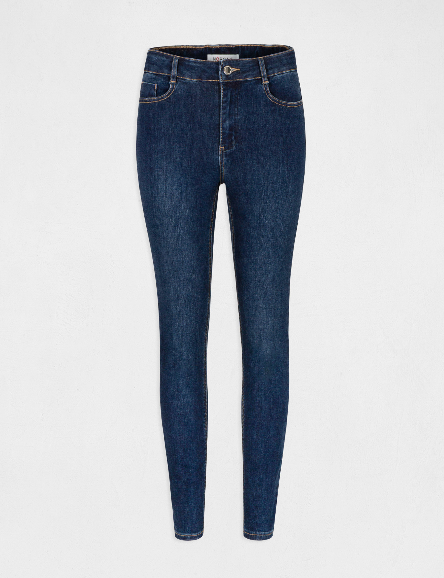 Vaquero slim talle alto estilo corto vaquero en bruto mujer