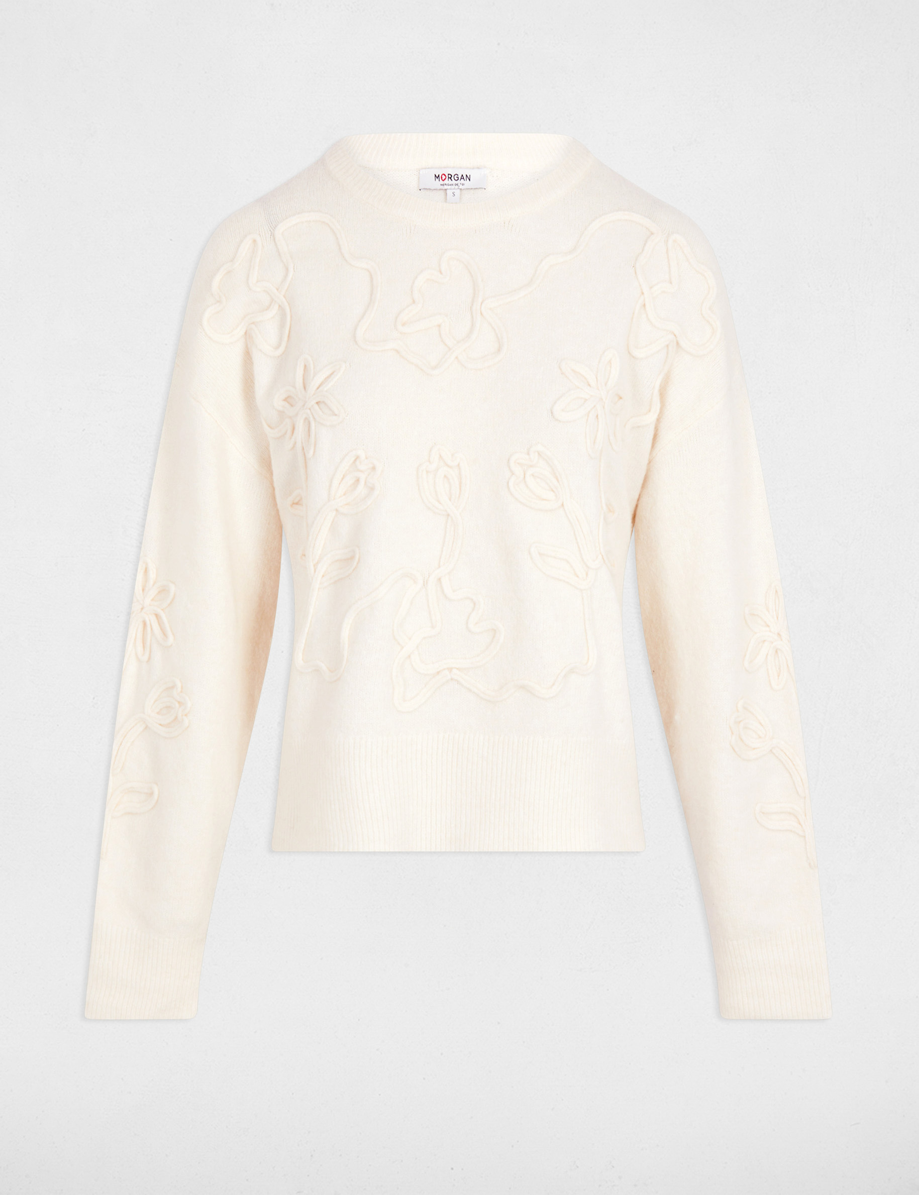 Jersey cuello redondo fantas&iacute;a marfil mujer
