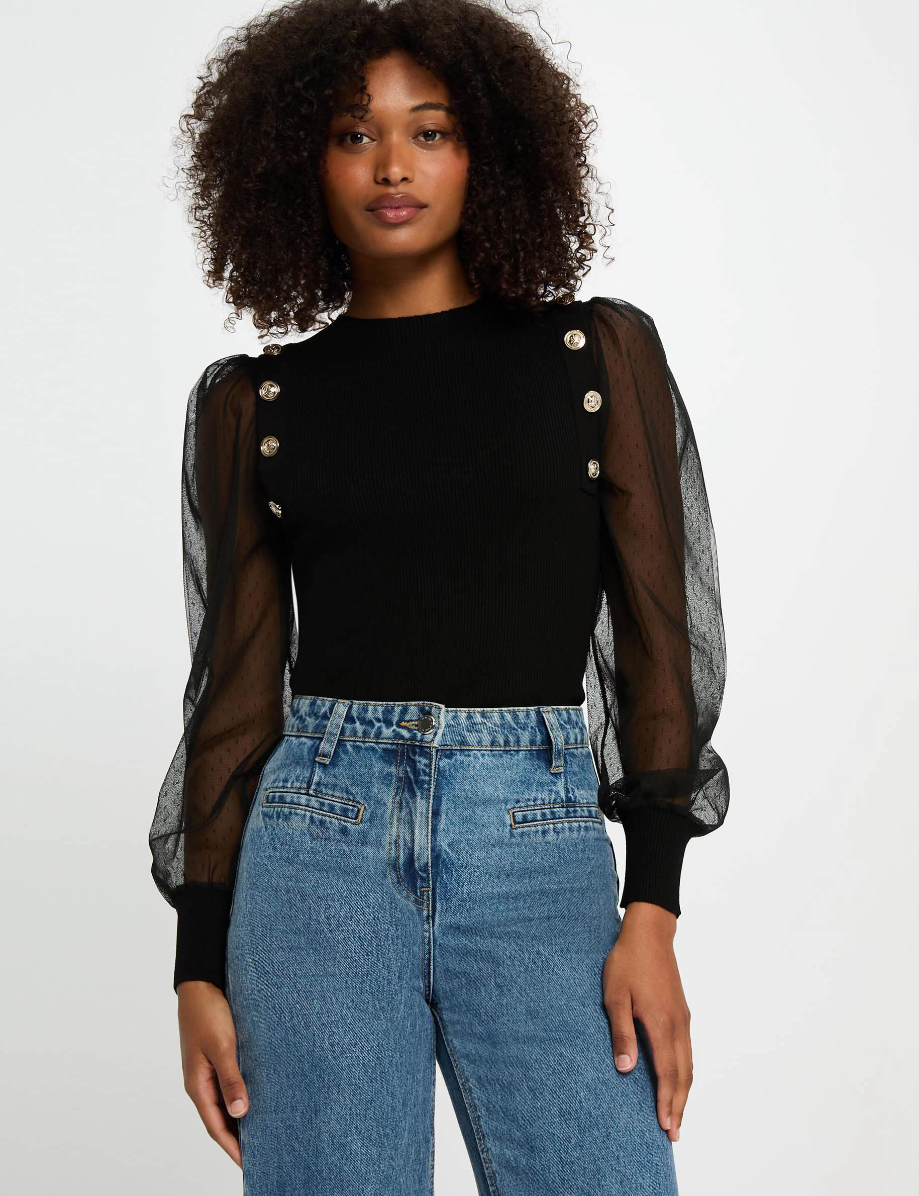 Jersey con cuello alto negro mujer