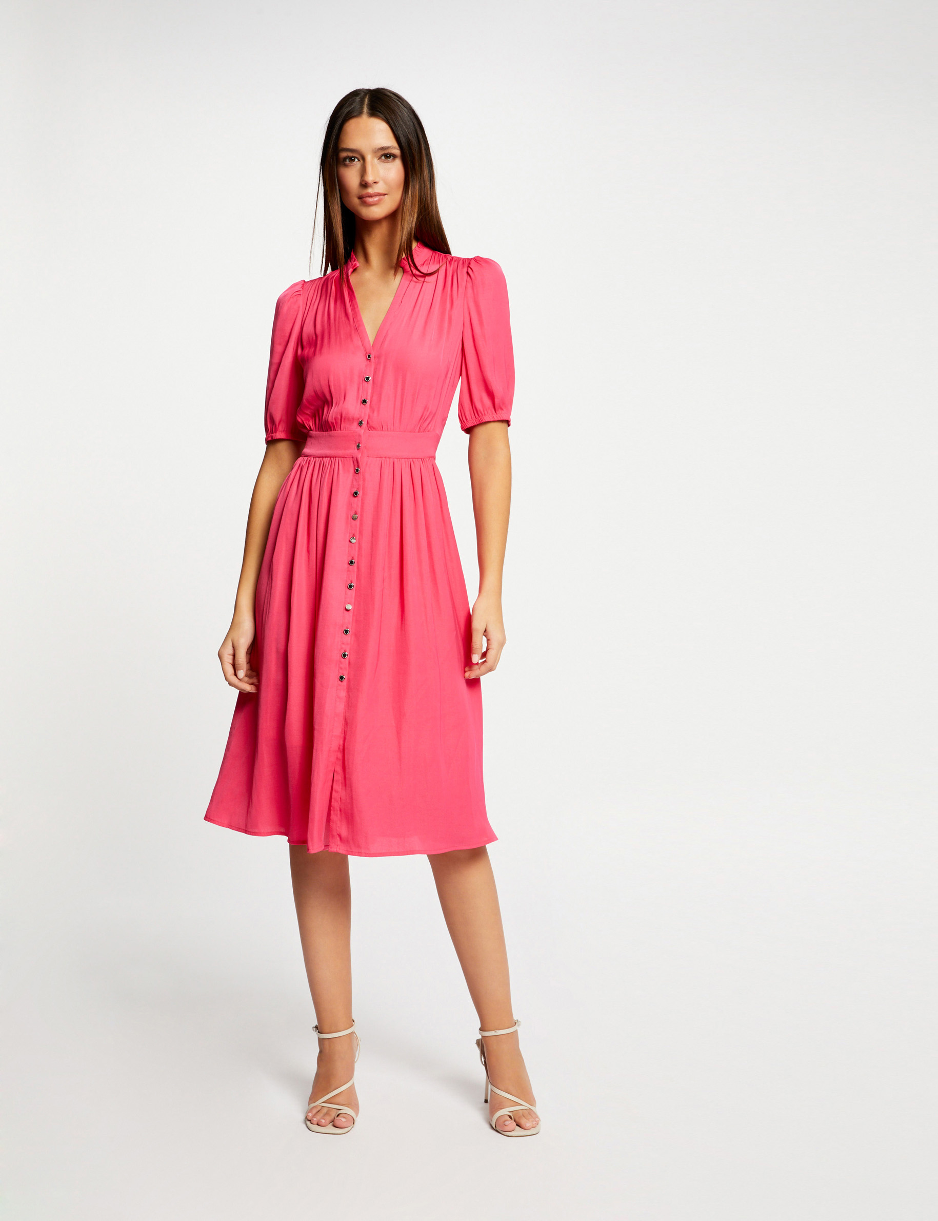 Vestido abotonado manga 3/4 mujer Vestido abotonado manga 3/4 mujer