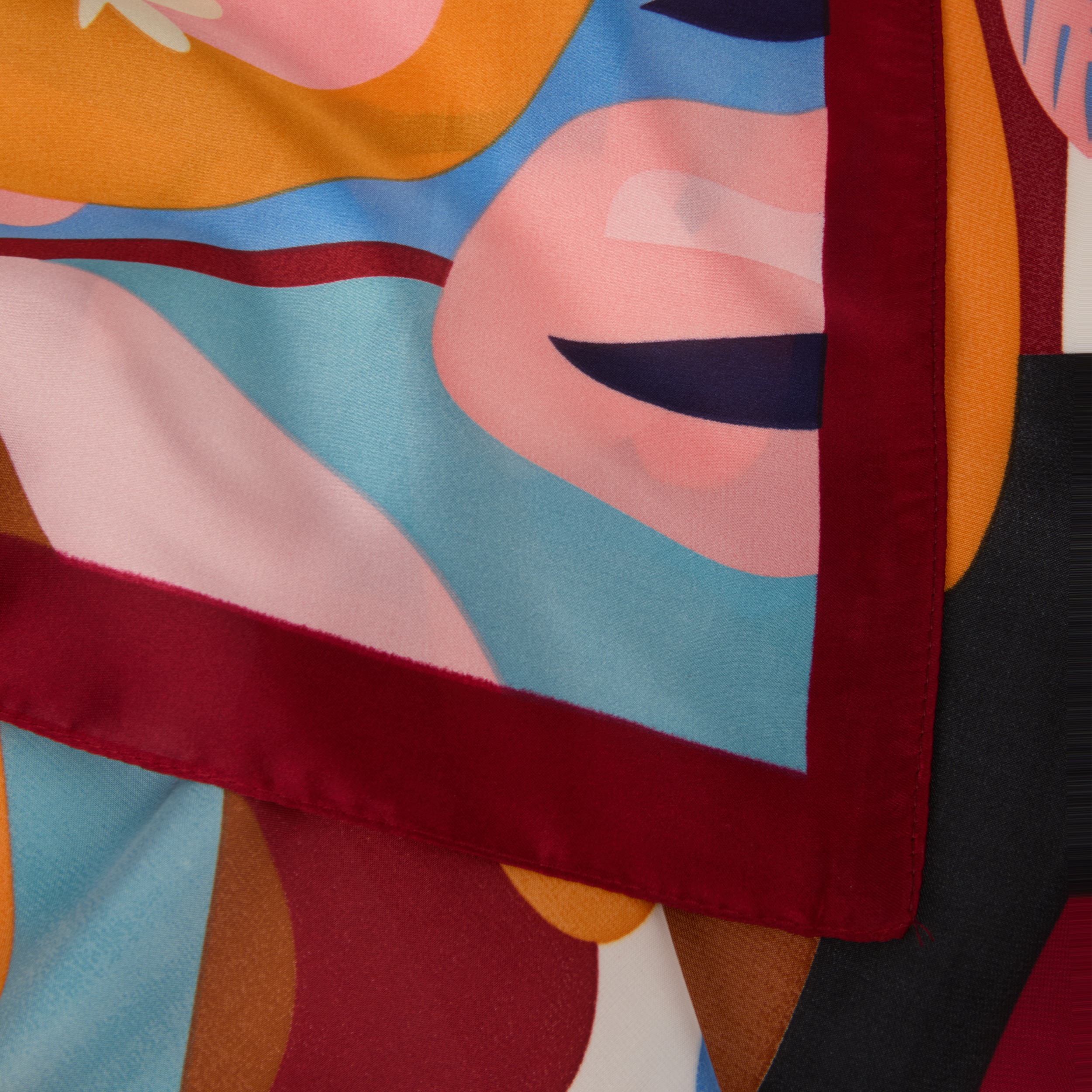 Pa&ntilde;uelo satinado estampado multicolor mujer