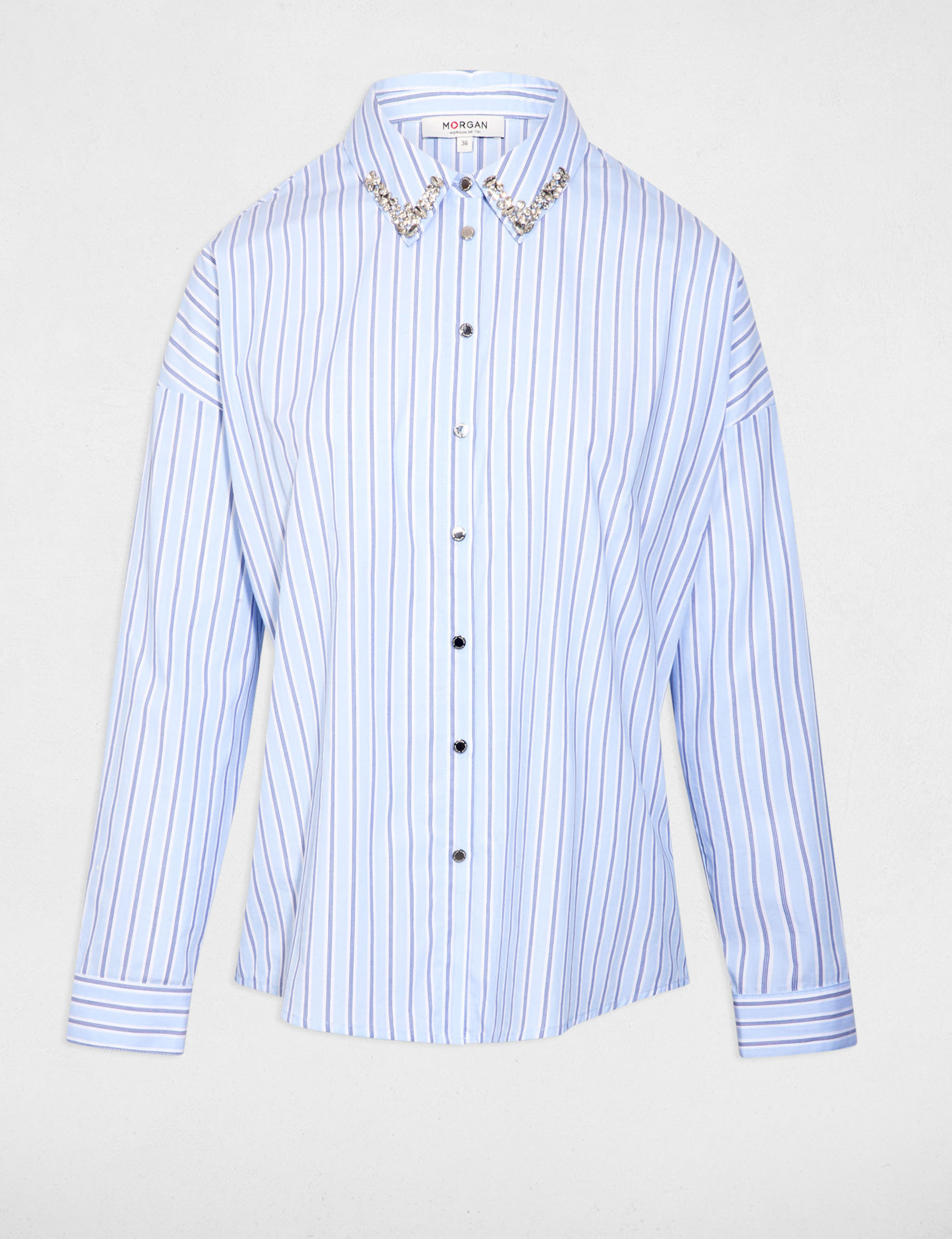 Camisa oversize de rayas multicolor mujer