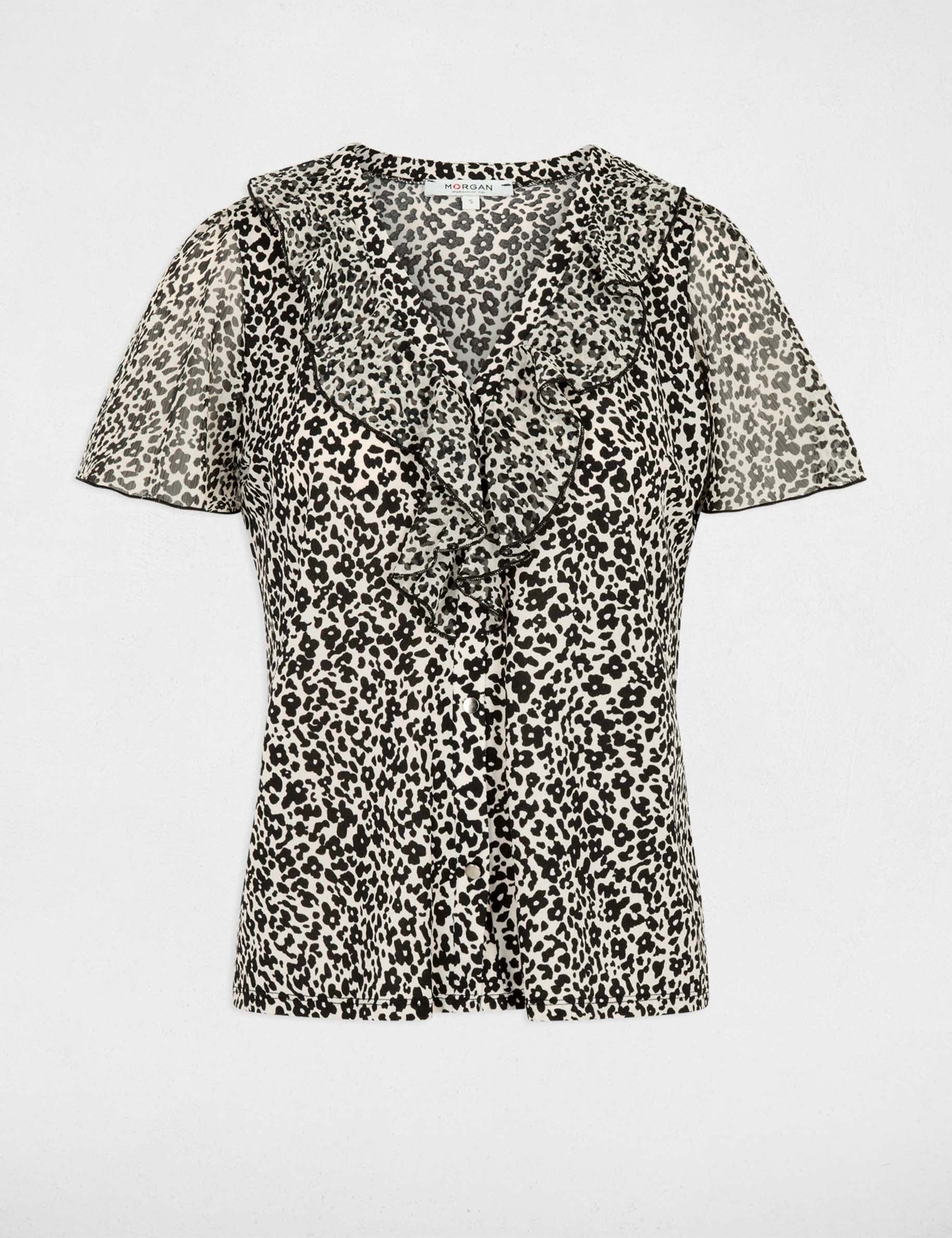 Blusa de gasa con cuello en v blanco mujer