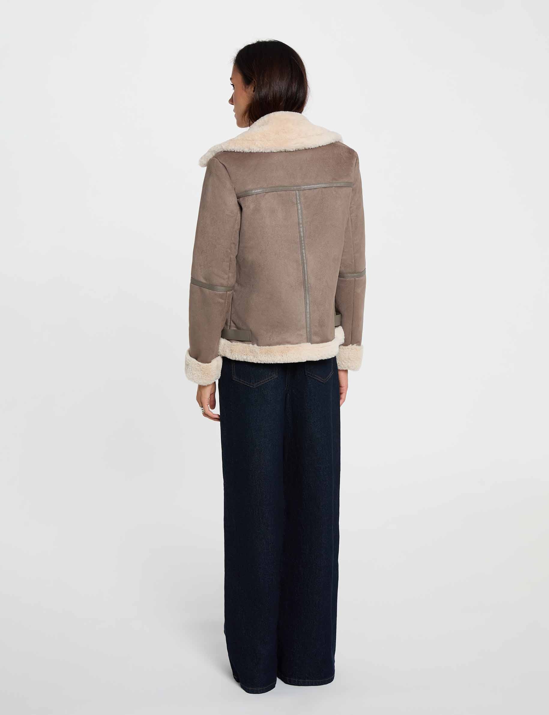 Chaqueta de antelina topo mujer