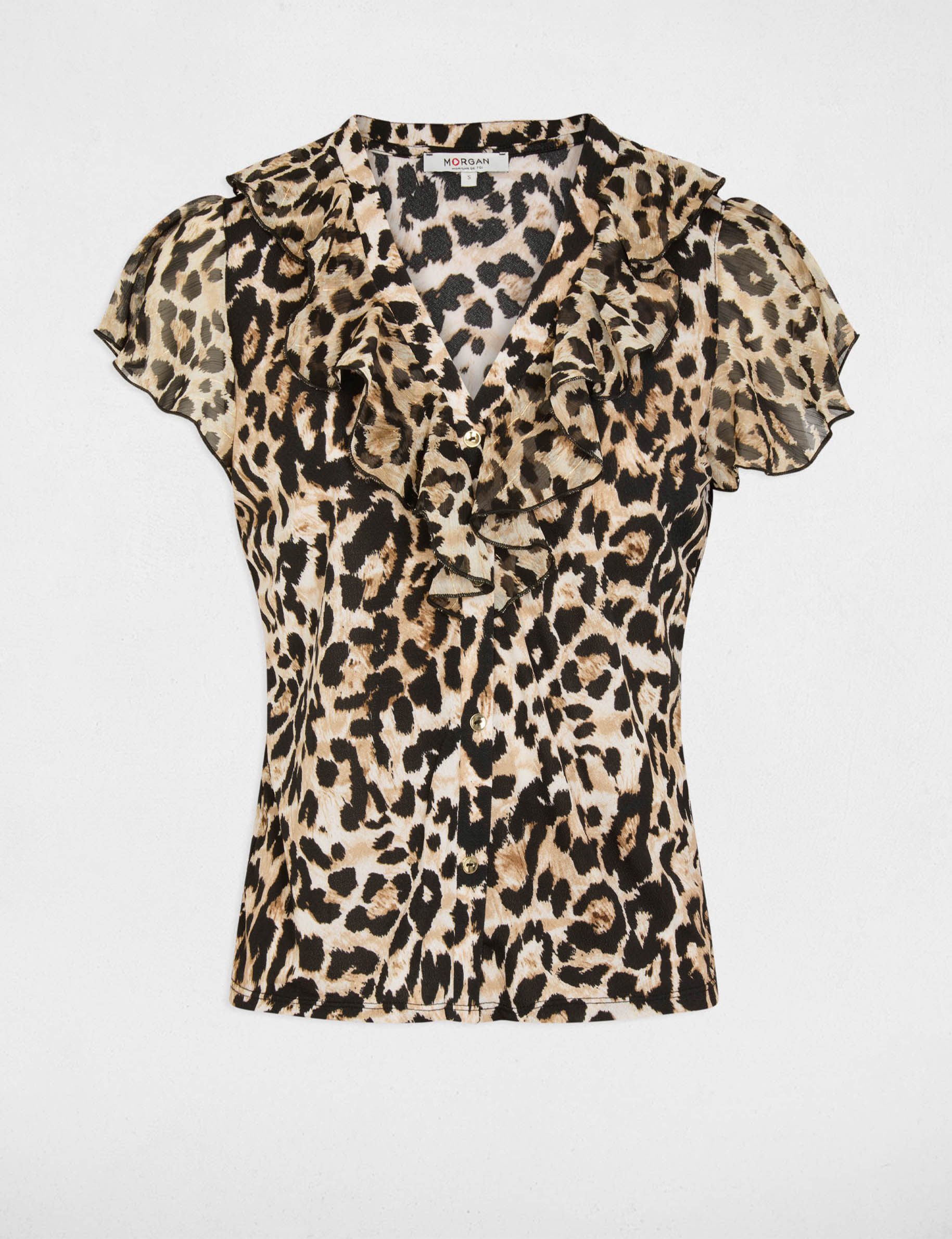 Camiseta voile cuello en V multicolor mujer