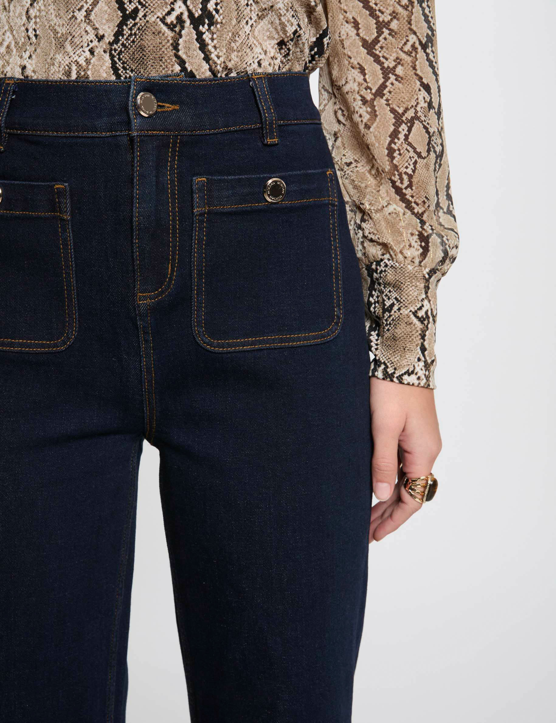 pantalon pernera ancha denim crudo mujer Pantalón pernera ancha denim crudo mujer