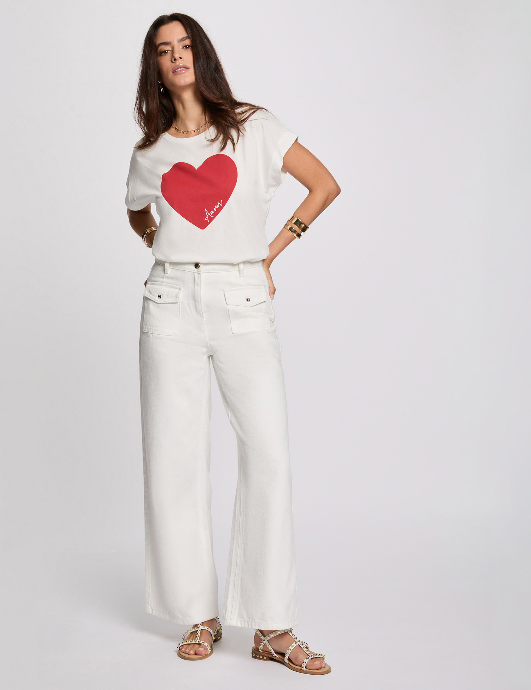camiseta recta con inscripcion blanco mujer Camiseta recta con inscripción blanco mujer