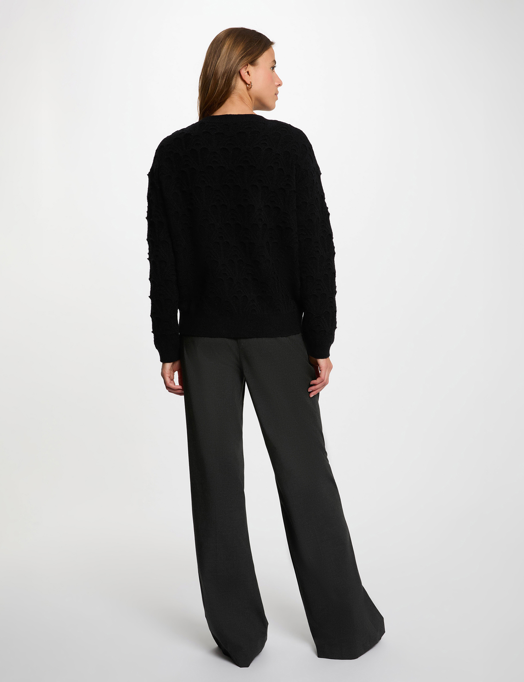 Jersey cuello redondo fantas&iacute;a negro mujer