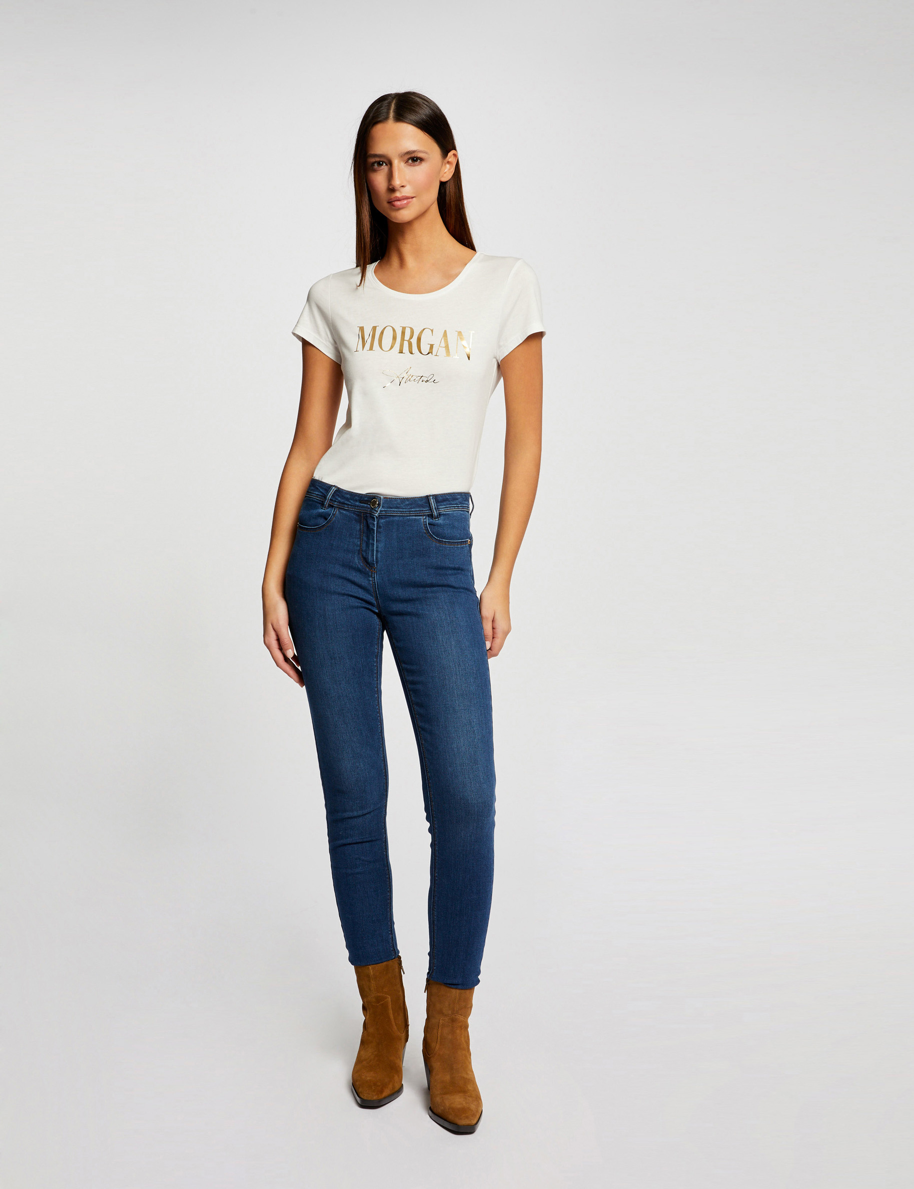 Camiseta de manga corta con mensaje crudo mujer Camiseta de manga corta con mensaje crudo mujer