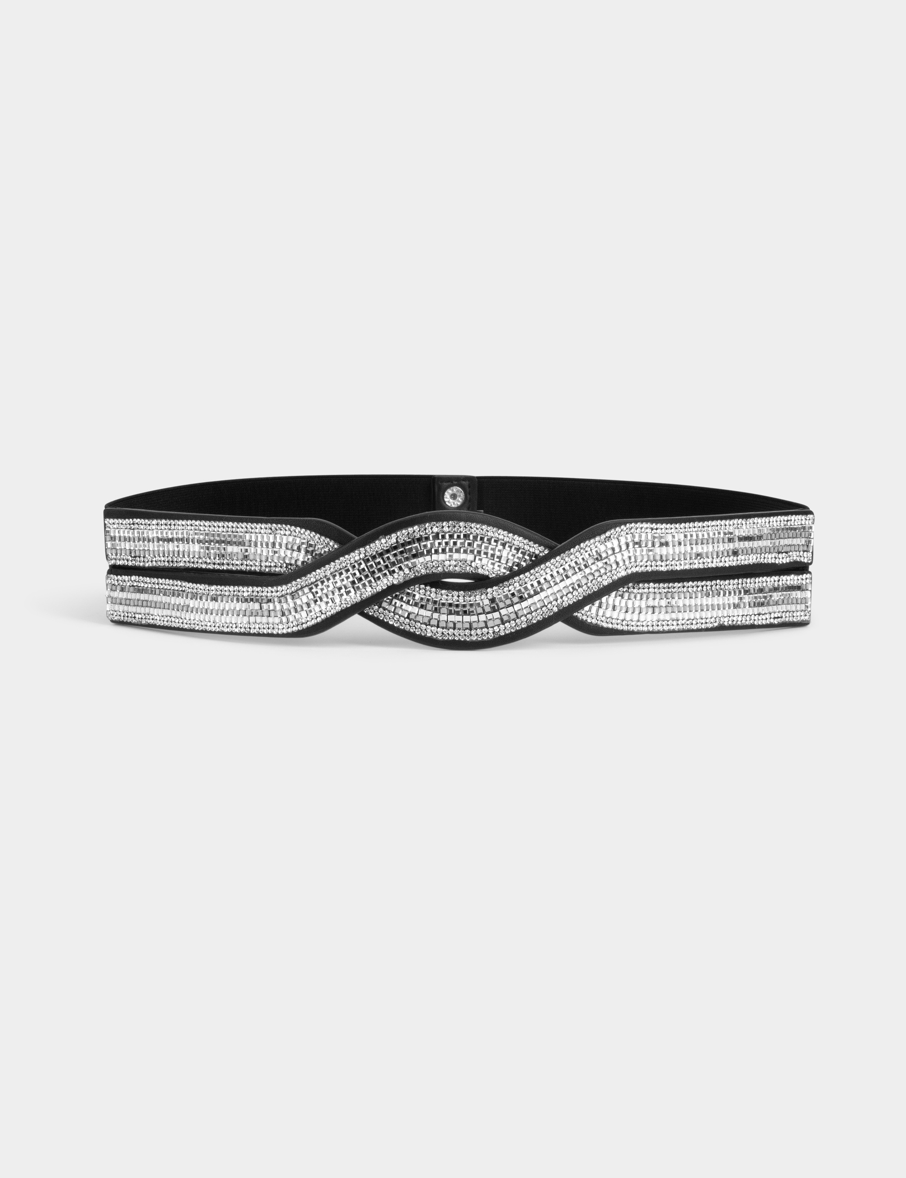 cinturon elastico con strass negro mujer Cinturón elástico con strass negro mujer