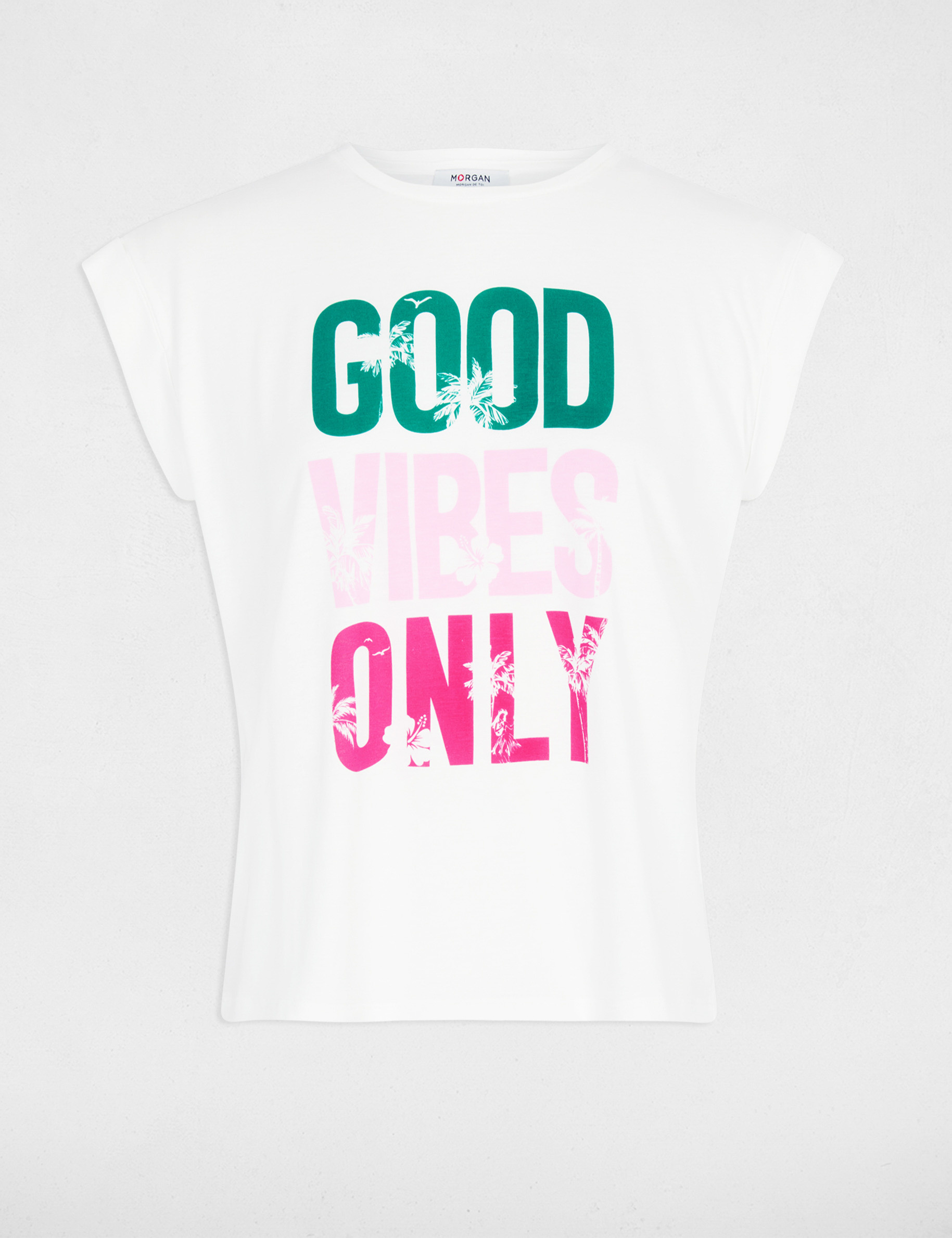 Camiseta de manga corta blanco mujer