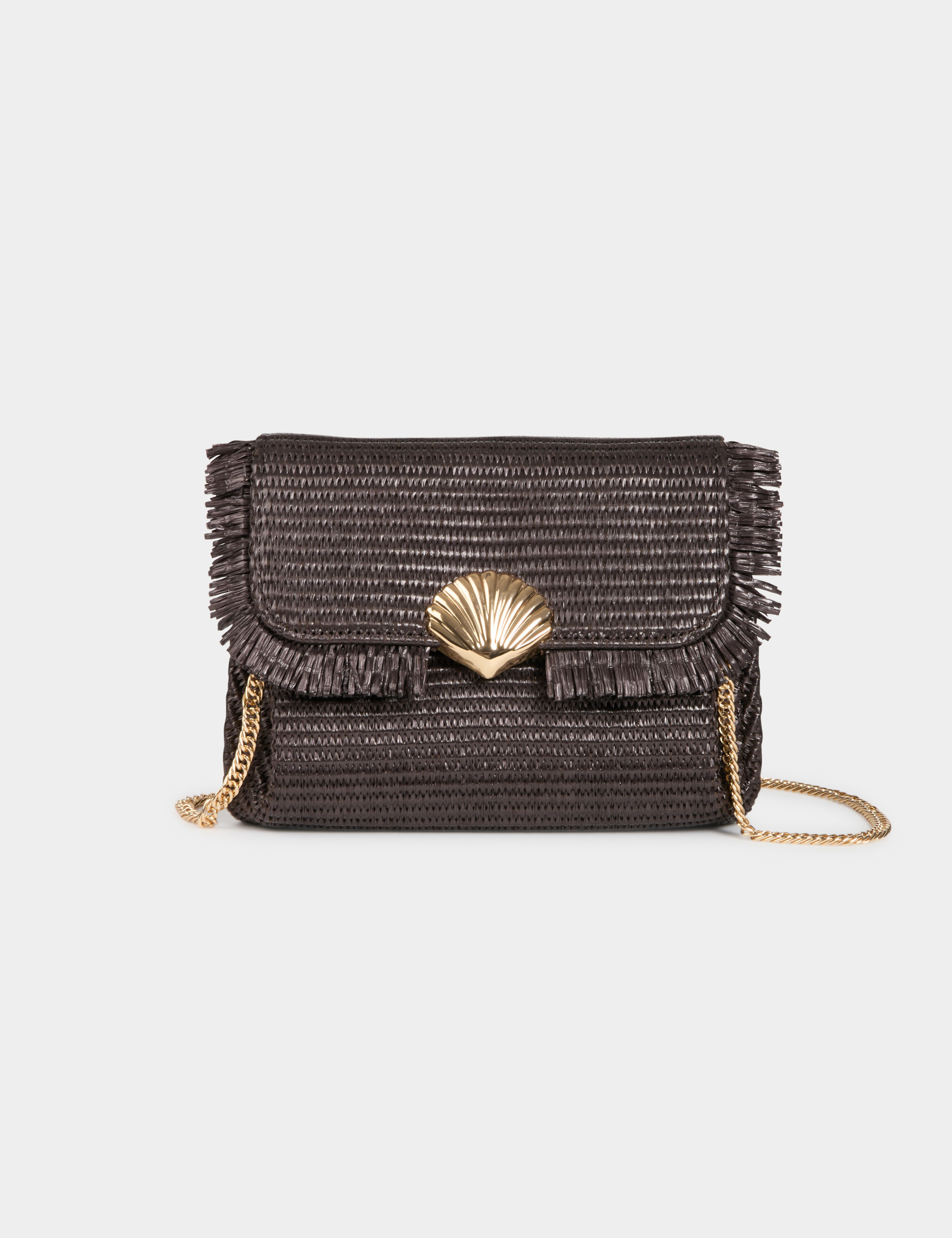 Bolso bandolera con cierre marr&oacute;n oscuro mujer