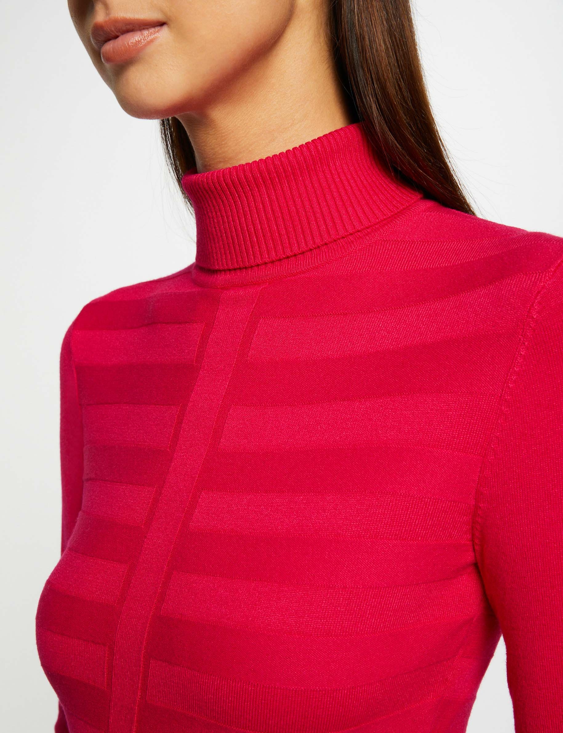 Jersey de cuello alto ajustado rosa medio mujer