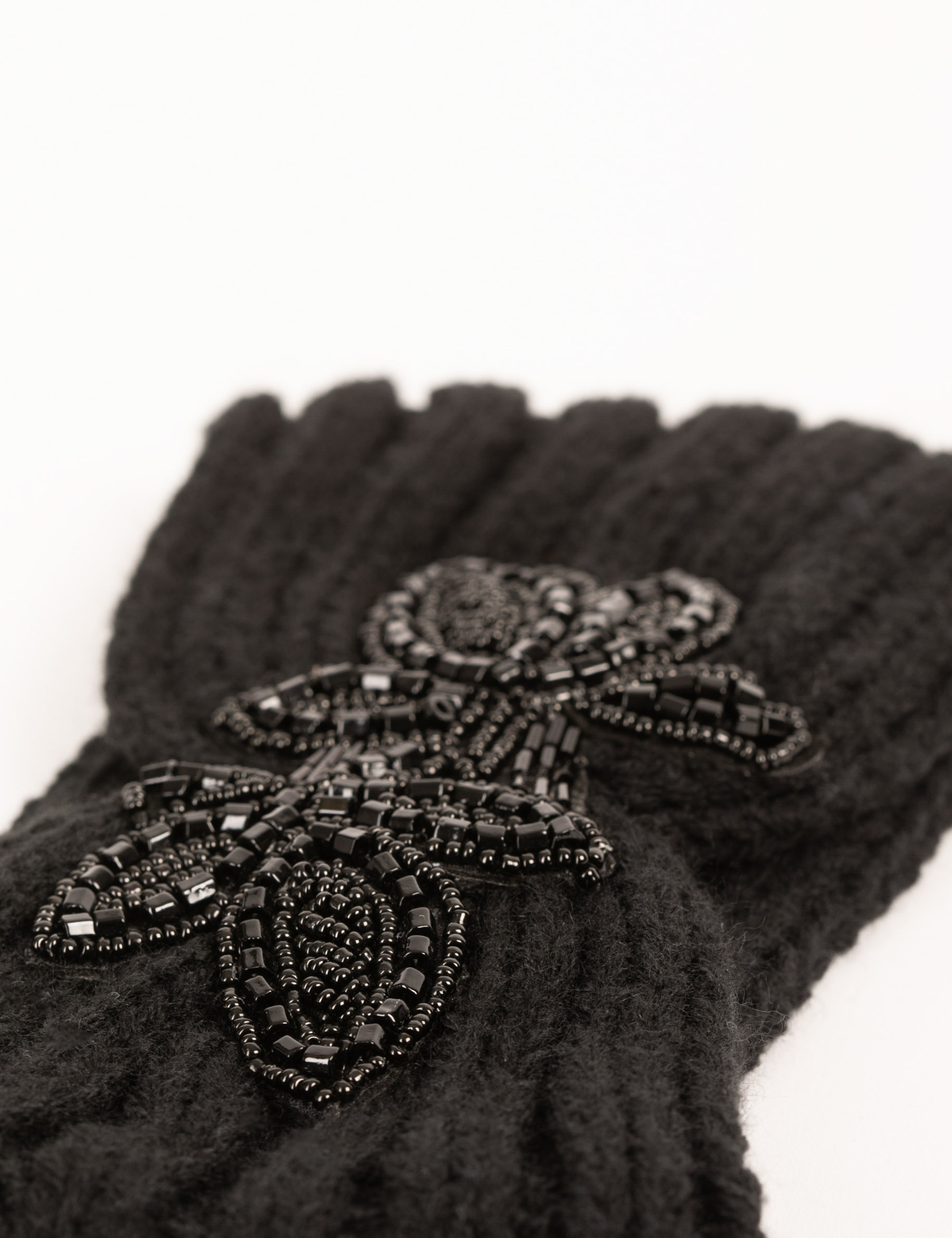Diadema con detalle de perlas negro mujer