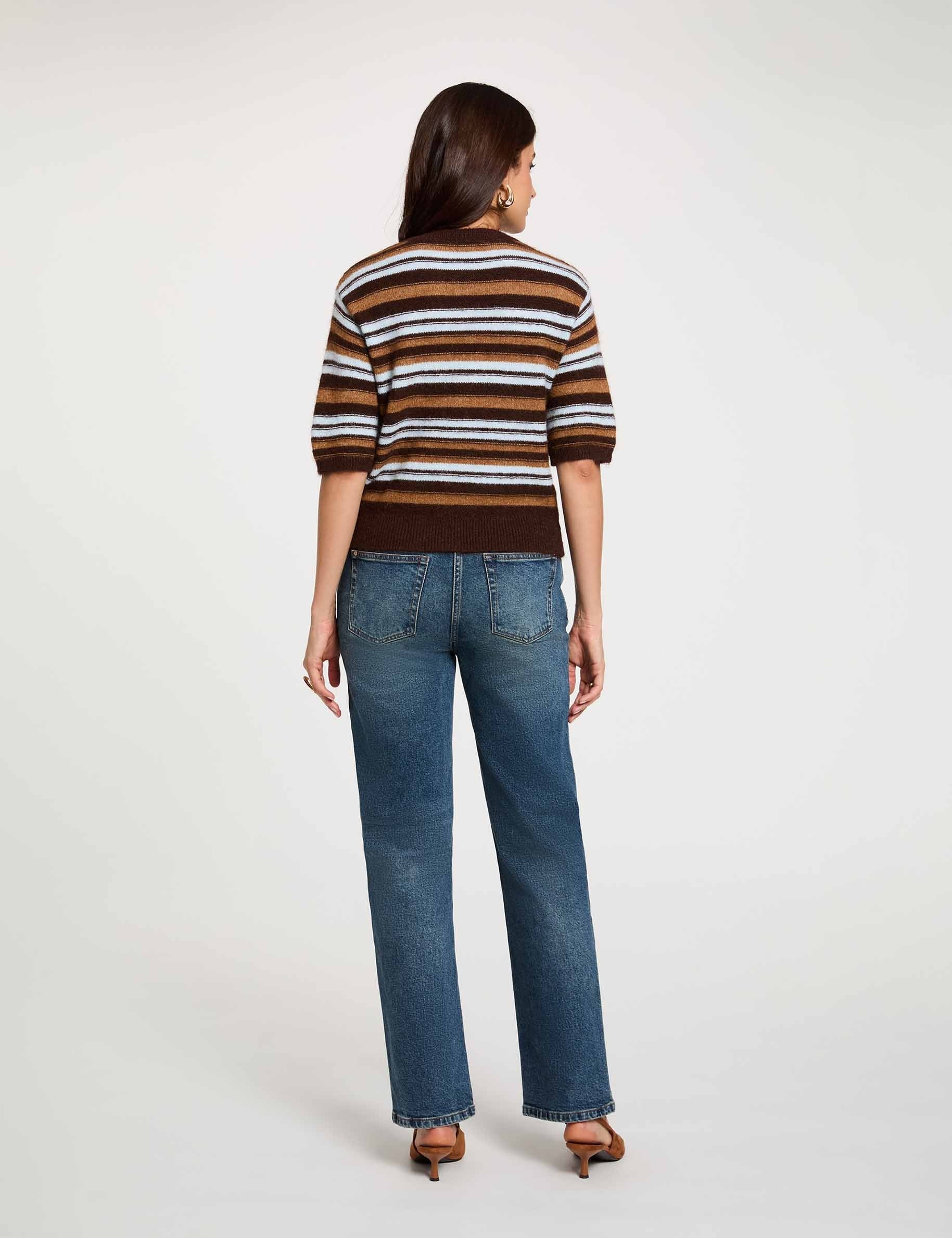 Vaqueros rectos de tiro alto denim stone mujer