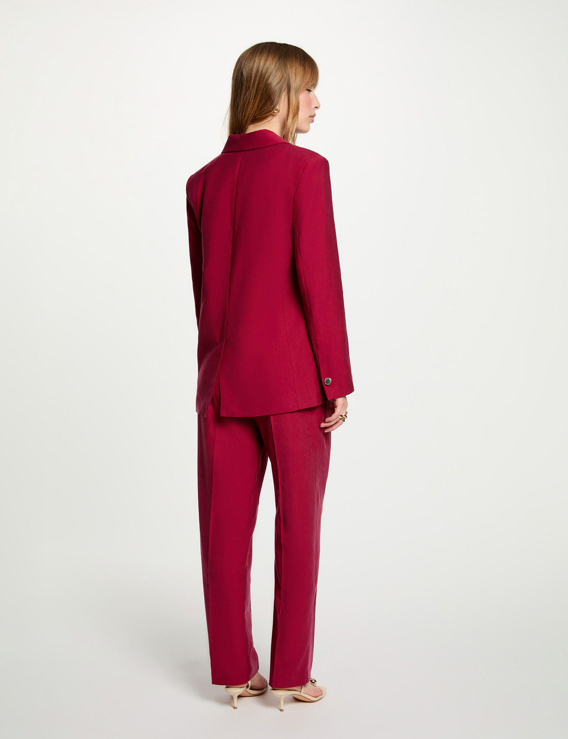 Chaqueta blazer burdeos mujer