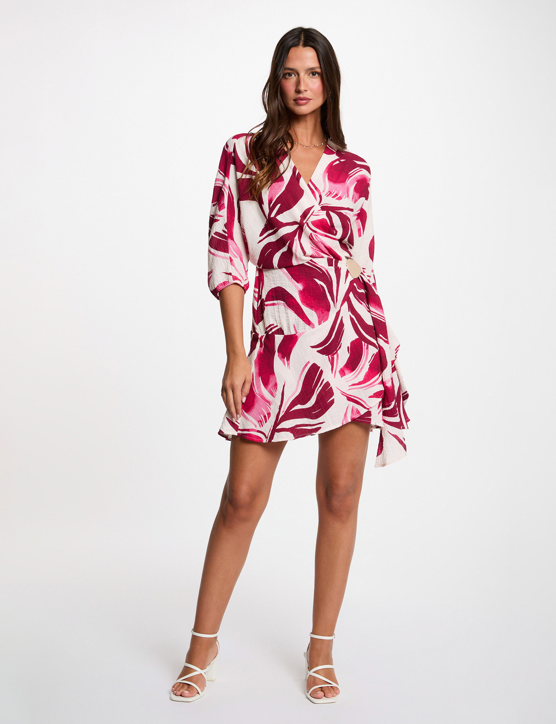 Vestido plisado cruzado multicolor mujer