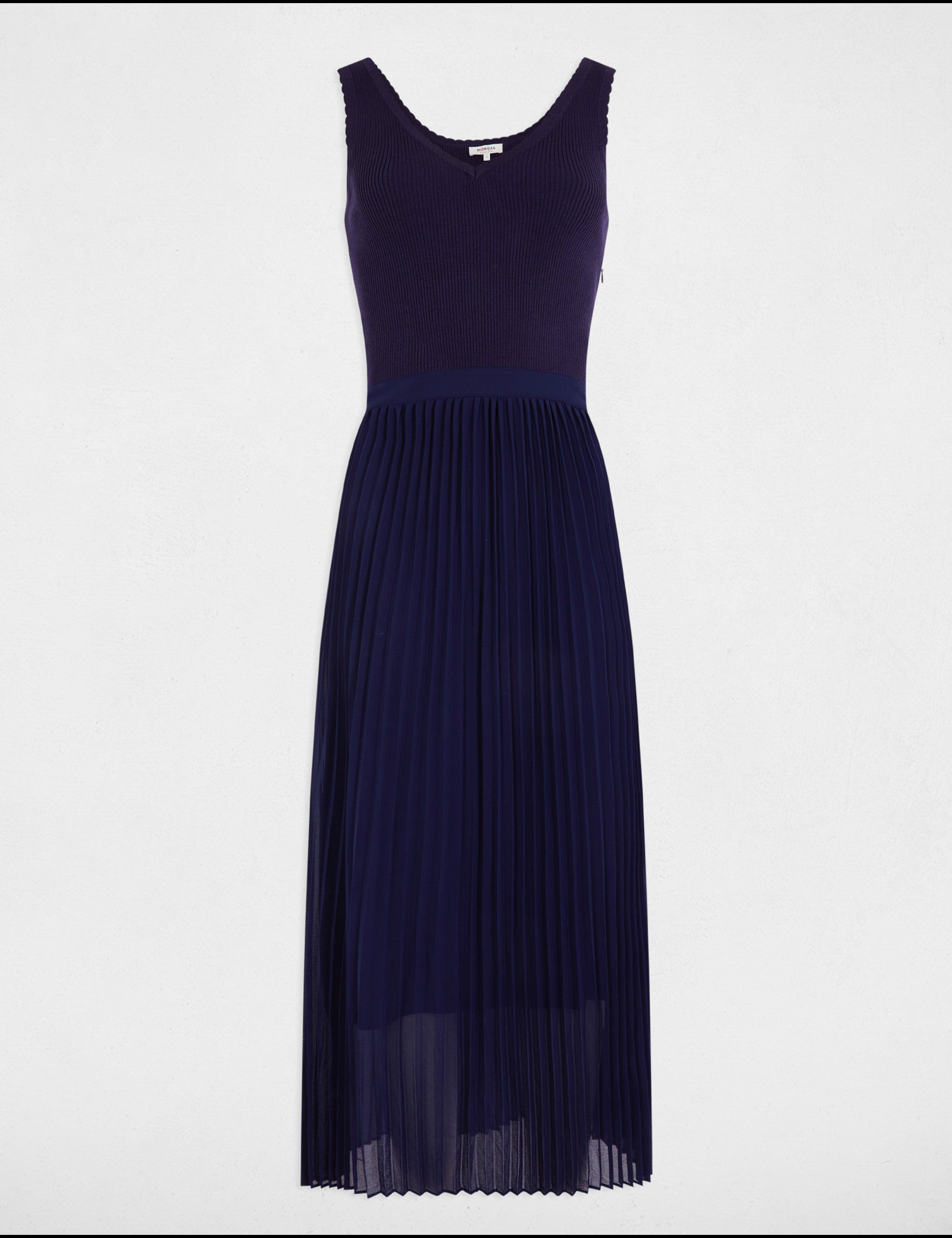 vestido punto largo entallado azul marino mujer Vestido punto largo entallado azul marino mujer