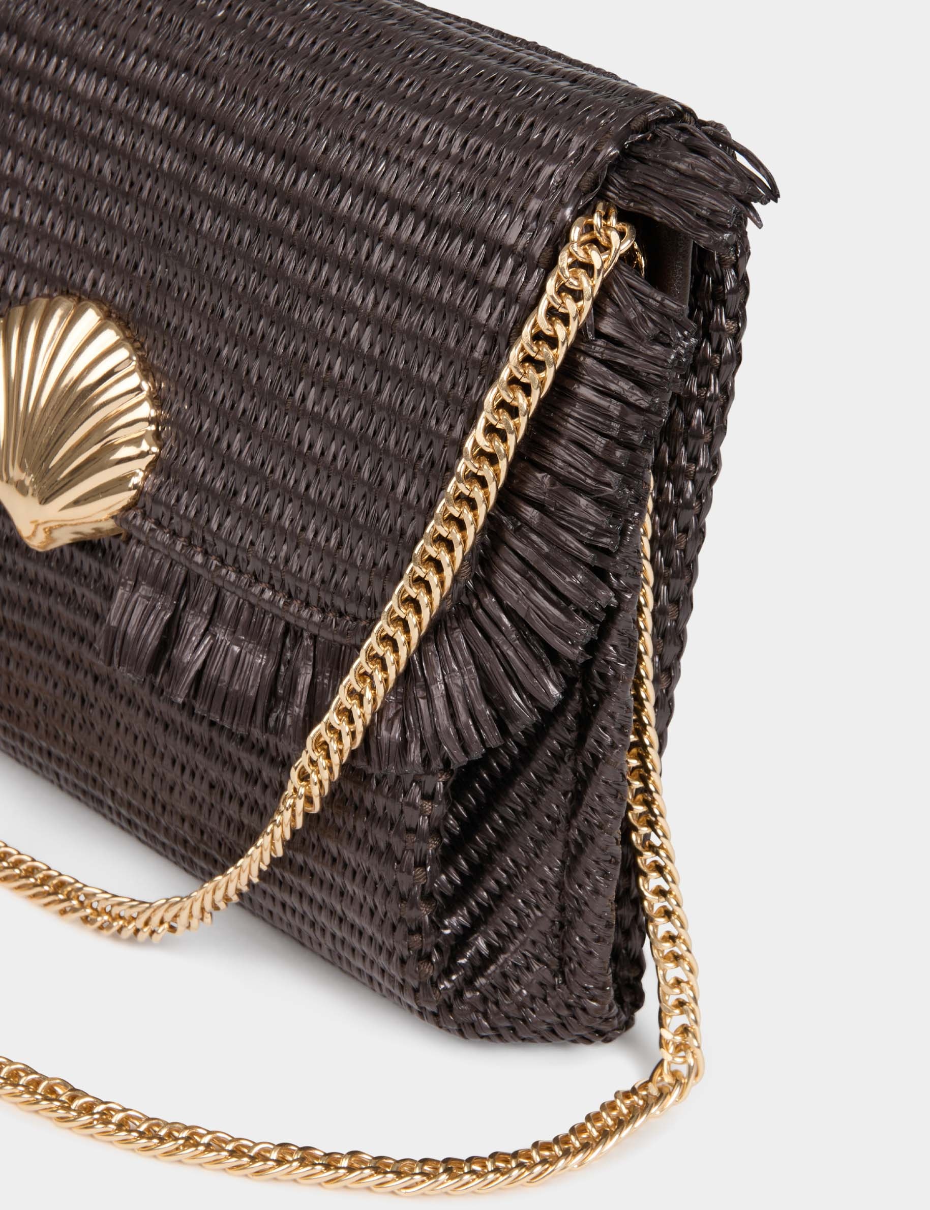 Bolso bandolera con cierre marr&oacute;n oscuro mujer