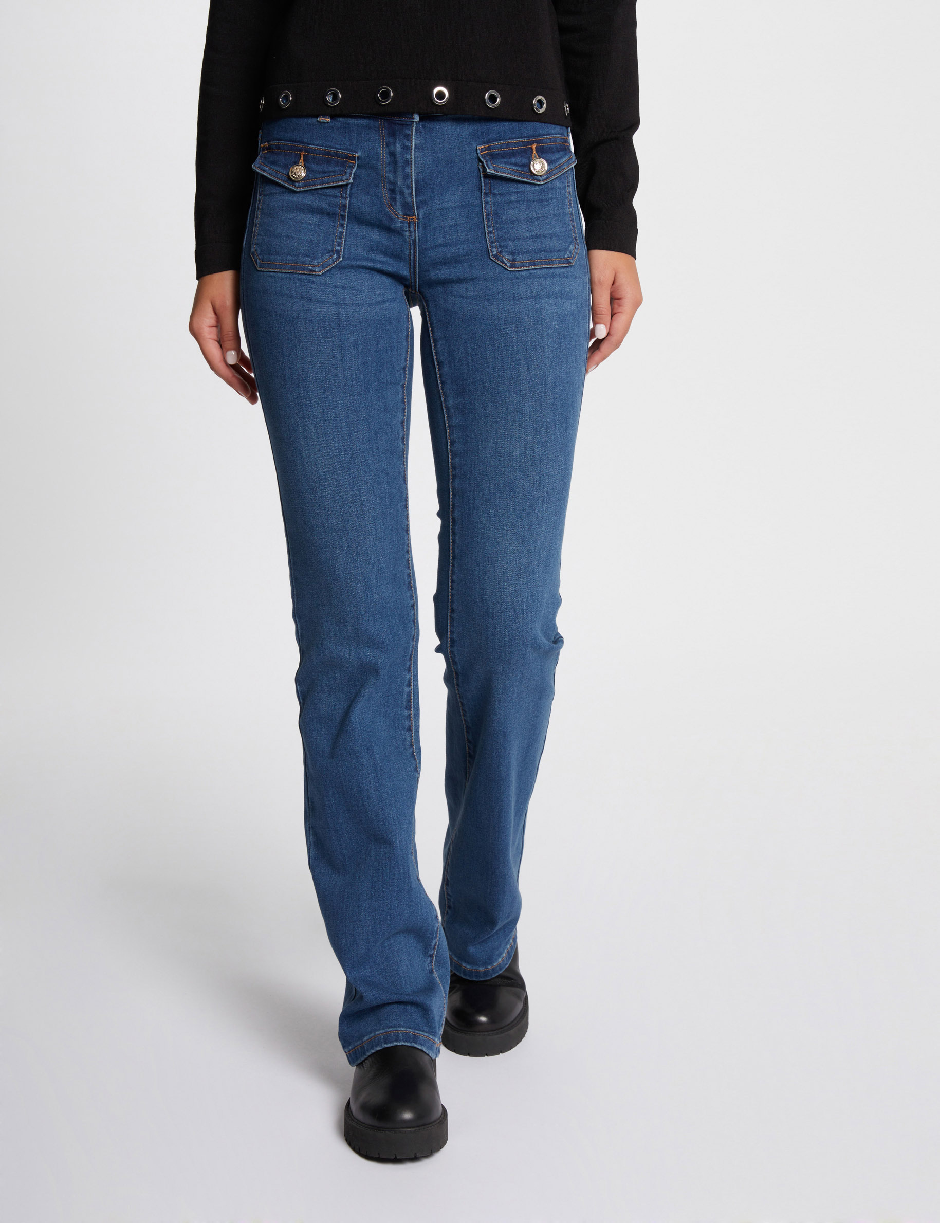 vaquero boot cut con bolsillos denim stone mujer Vaquero boot-cut con bolsillos denim stone mujer