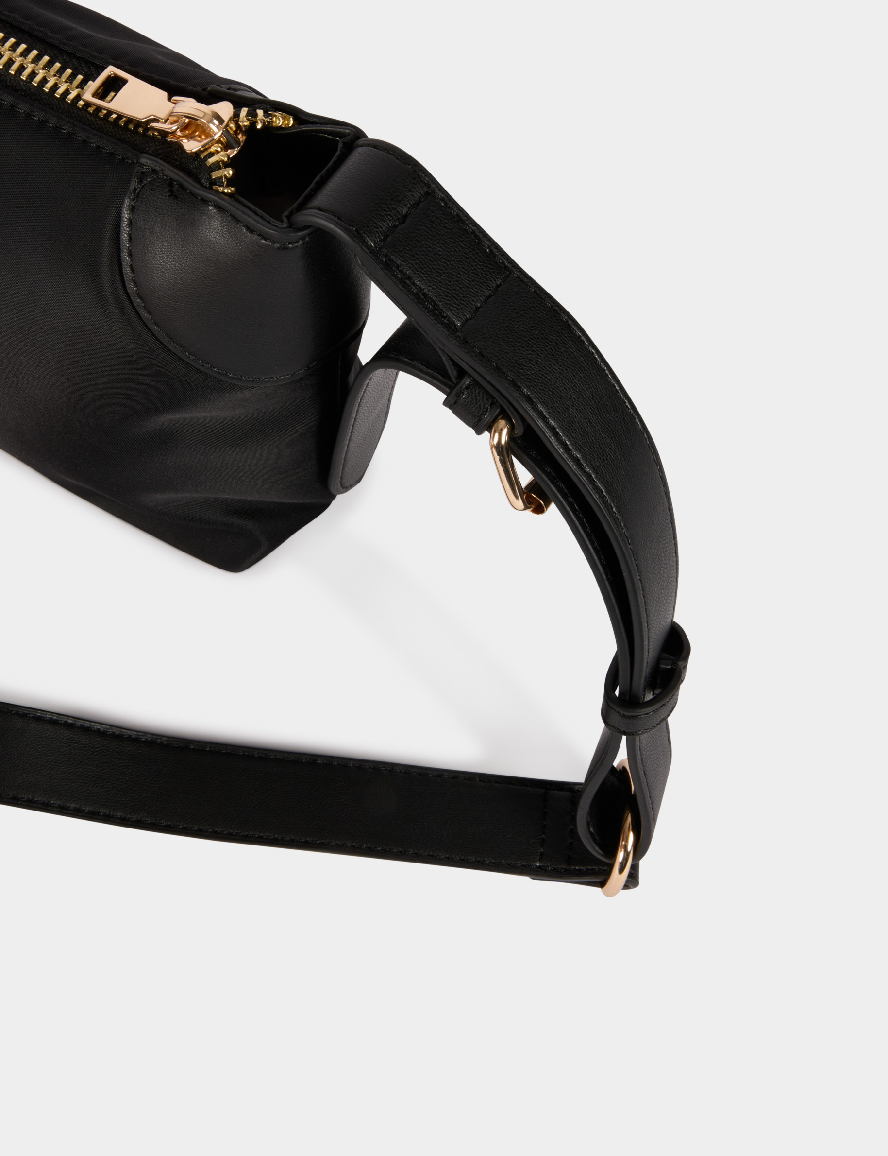 Bolso nylon polipiel negro mujer