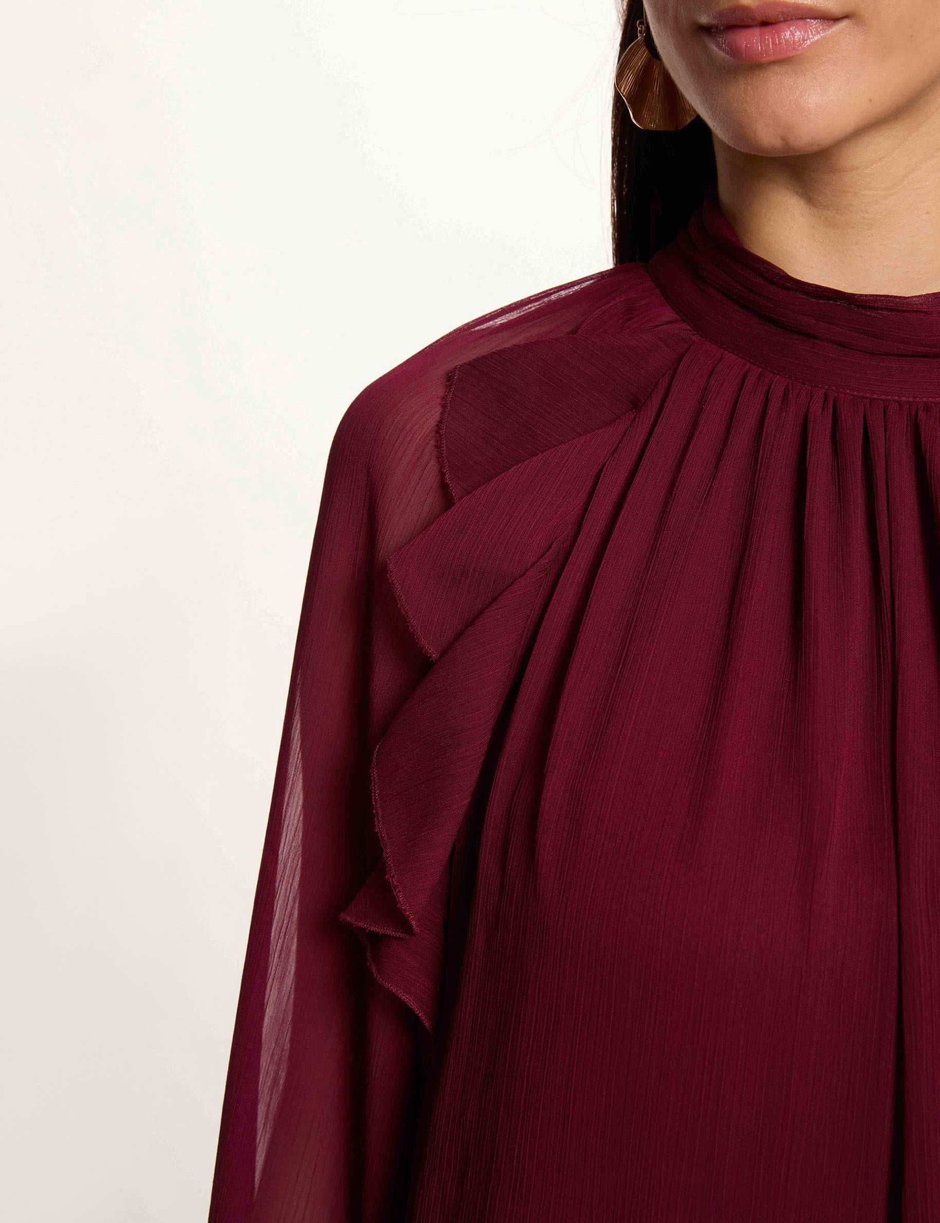Vestido corto fluido ciruela mujer