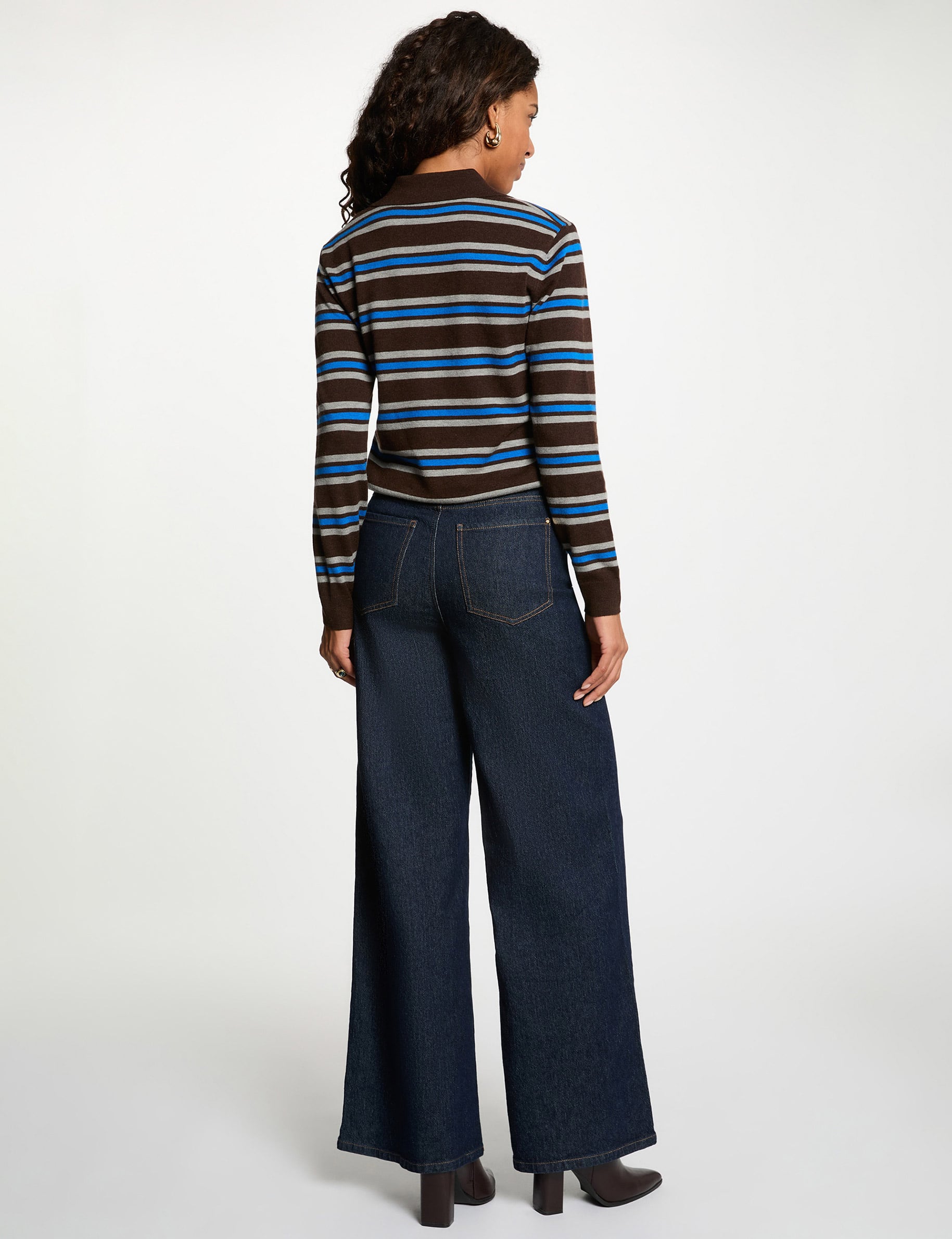 Jersey con cuello vuelto marr&oacute;n oscuro mujer