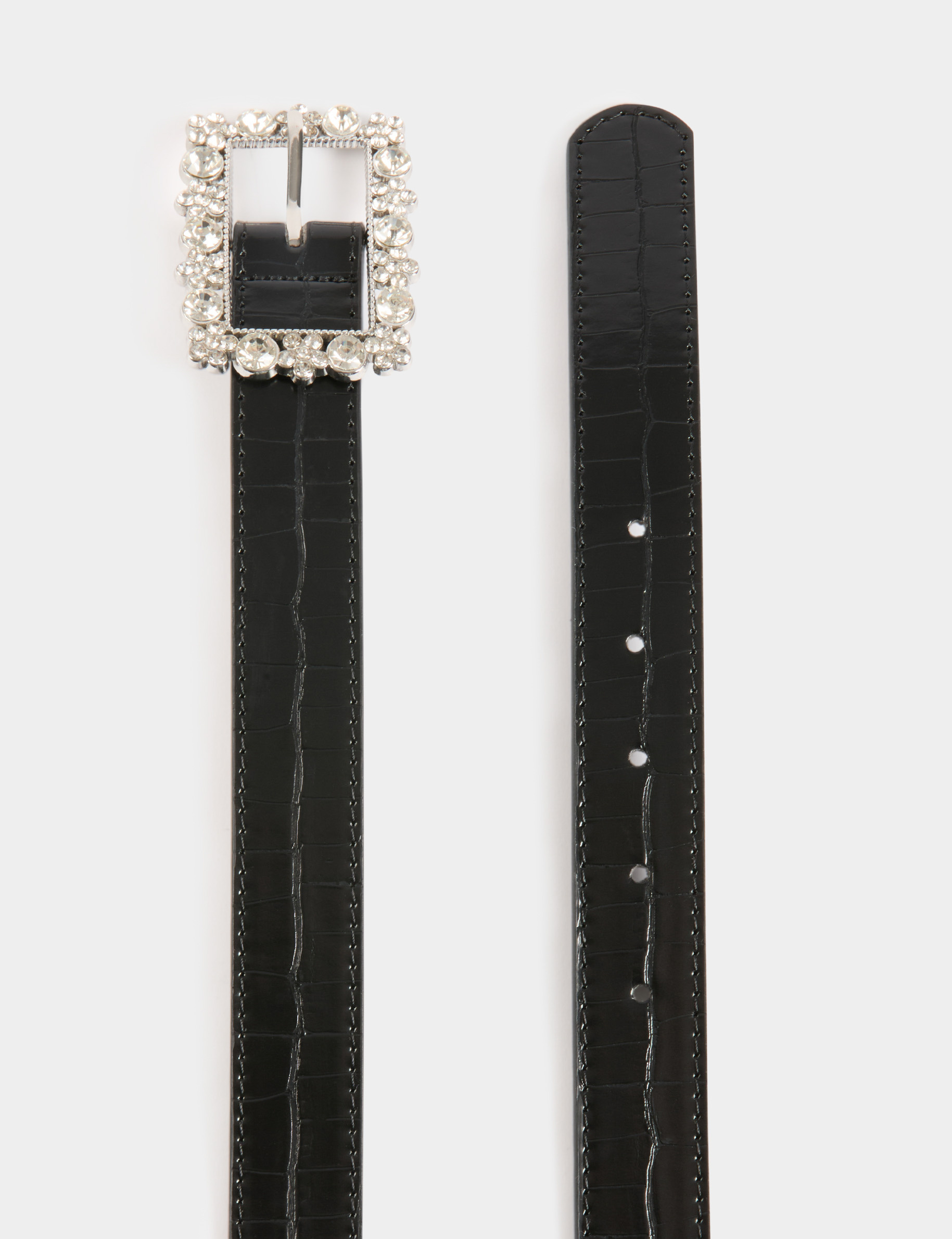 cinturon cocodrilo con strass negro mujer Cinturón cocodrilo con strass negro mujer