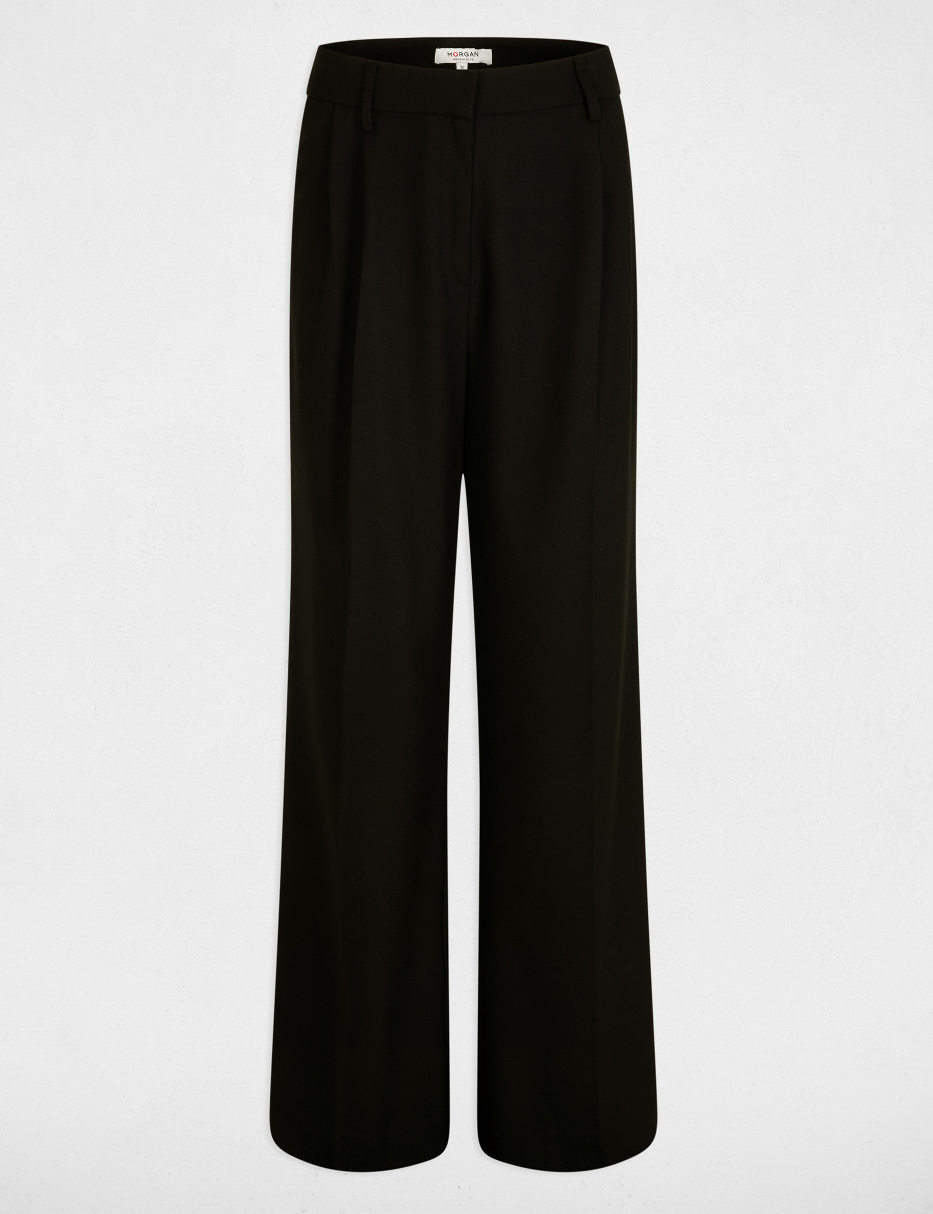 Pantal&oacute;n pernera ancha pinzas negro mujer