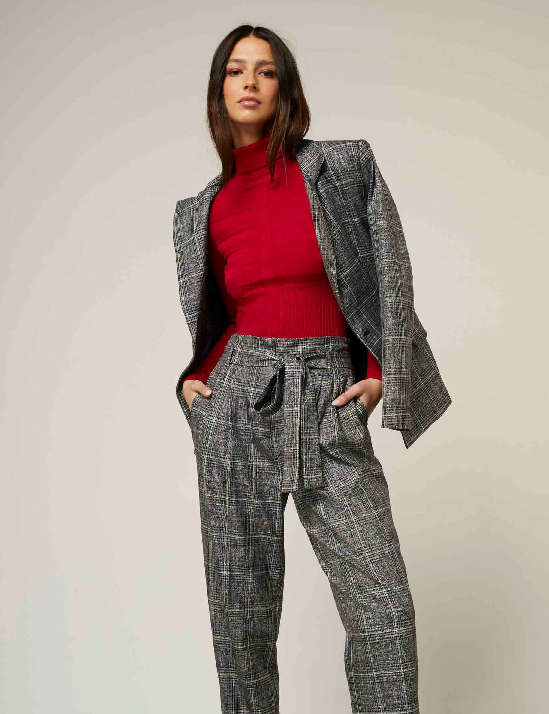 americana city recta estampado cuadros gris moyen mujer Americana city recta estampado cuadros gris moyen mujer