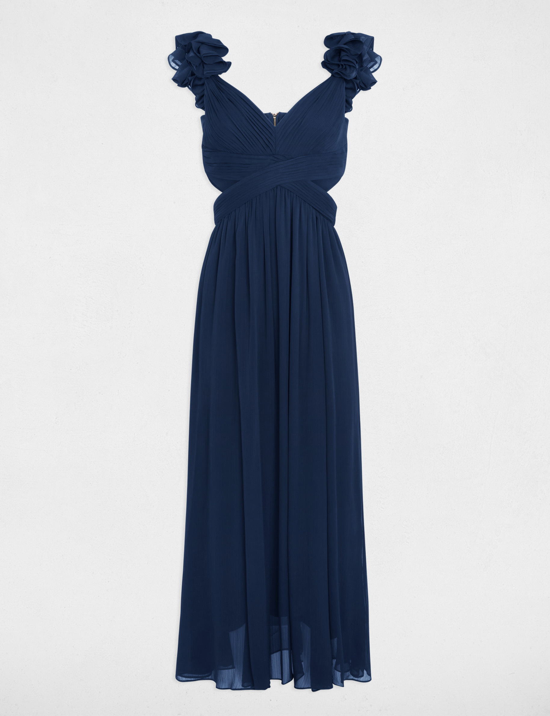 Vestido largo recto holgado azul marino mujer