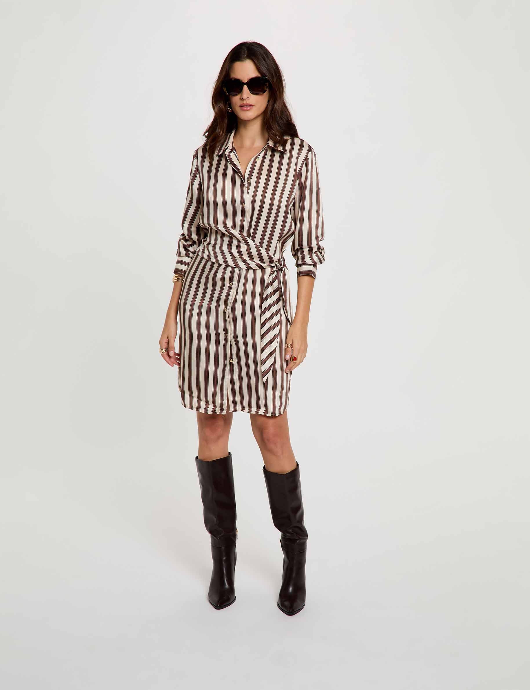 Vestido camisero de rayas multicolor mujer