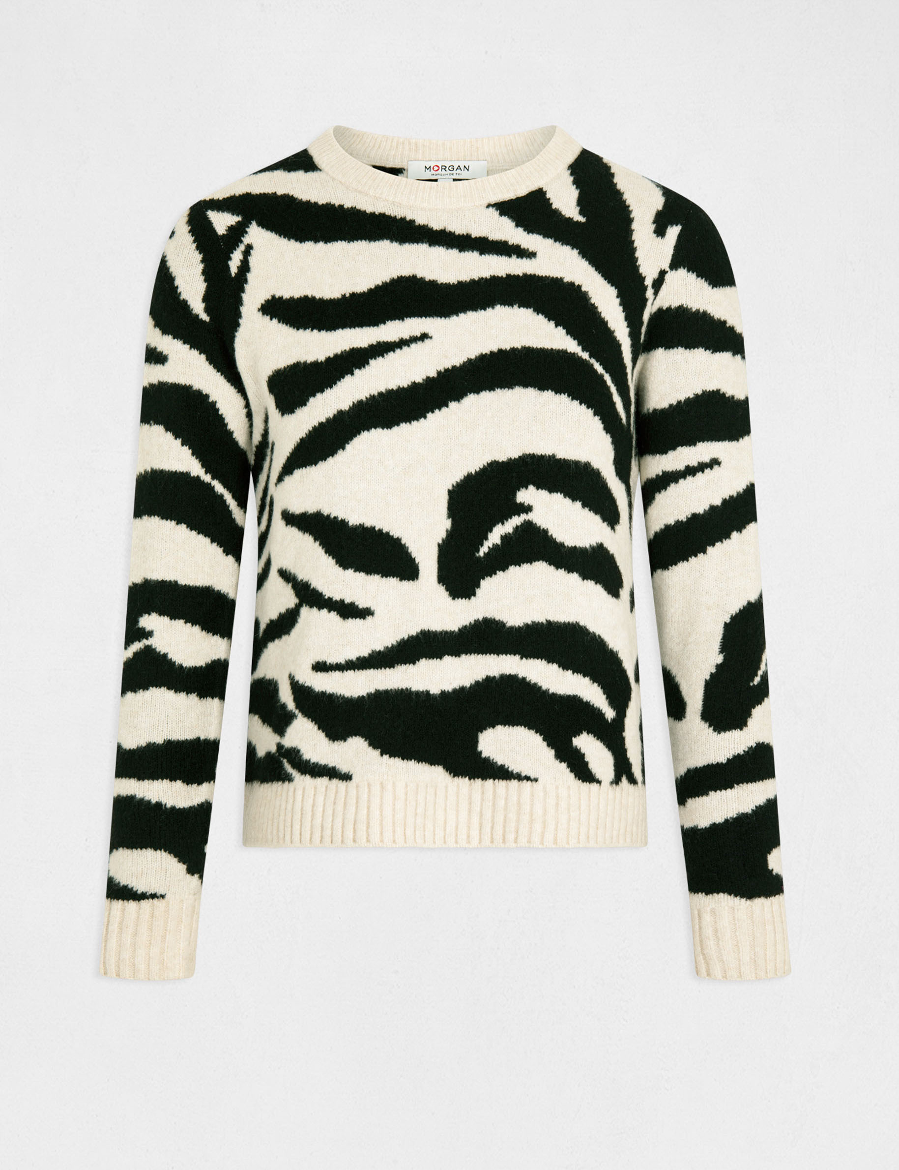 jersey manga larga estampado de cebra beige mujer Jersey manga larga estampado de cebra beige mujer