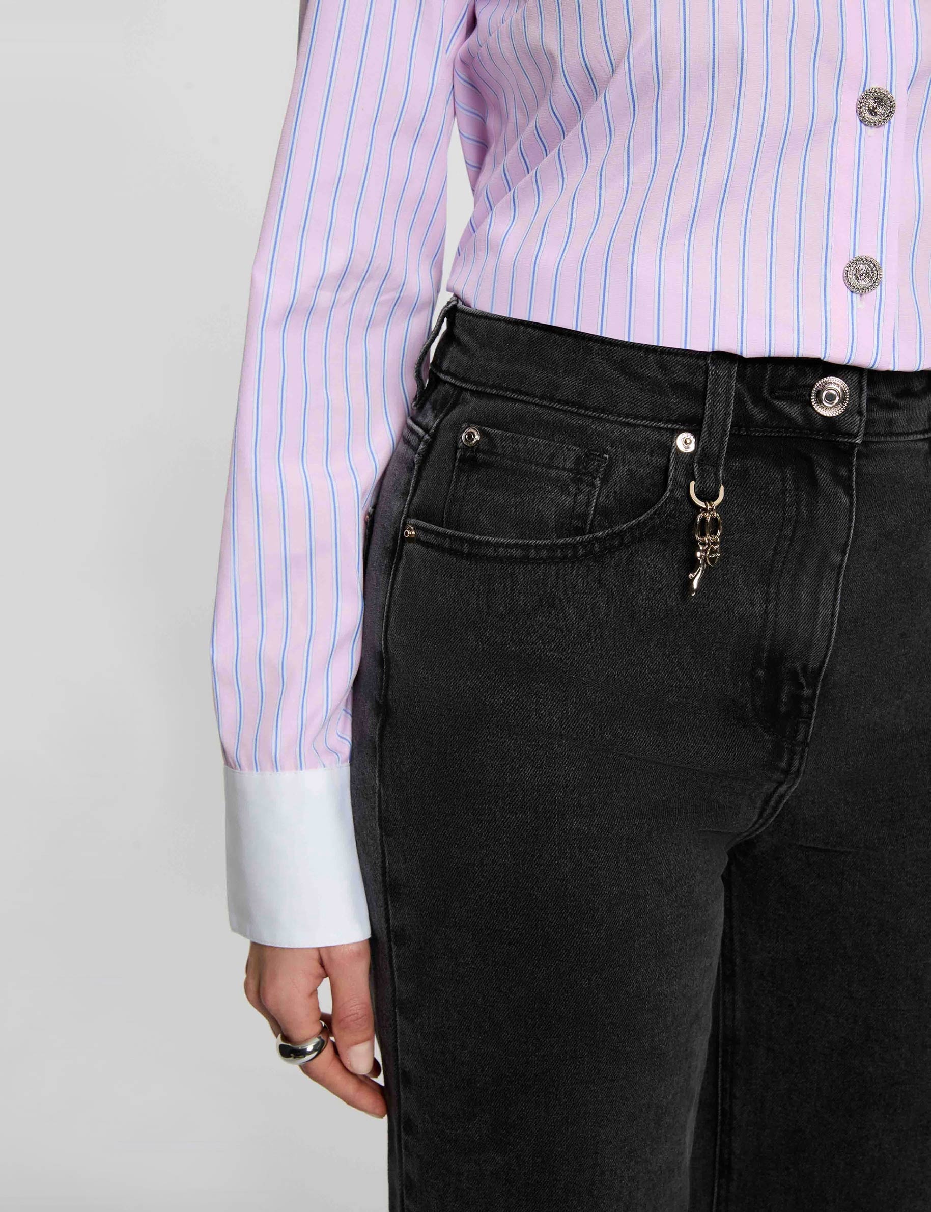 Vaqueros anchos de tiro alto denim negro mujer