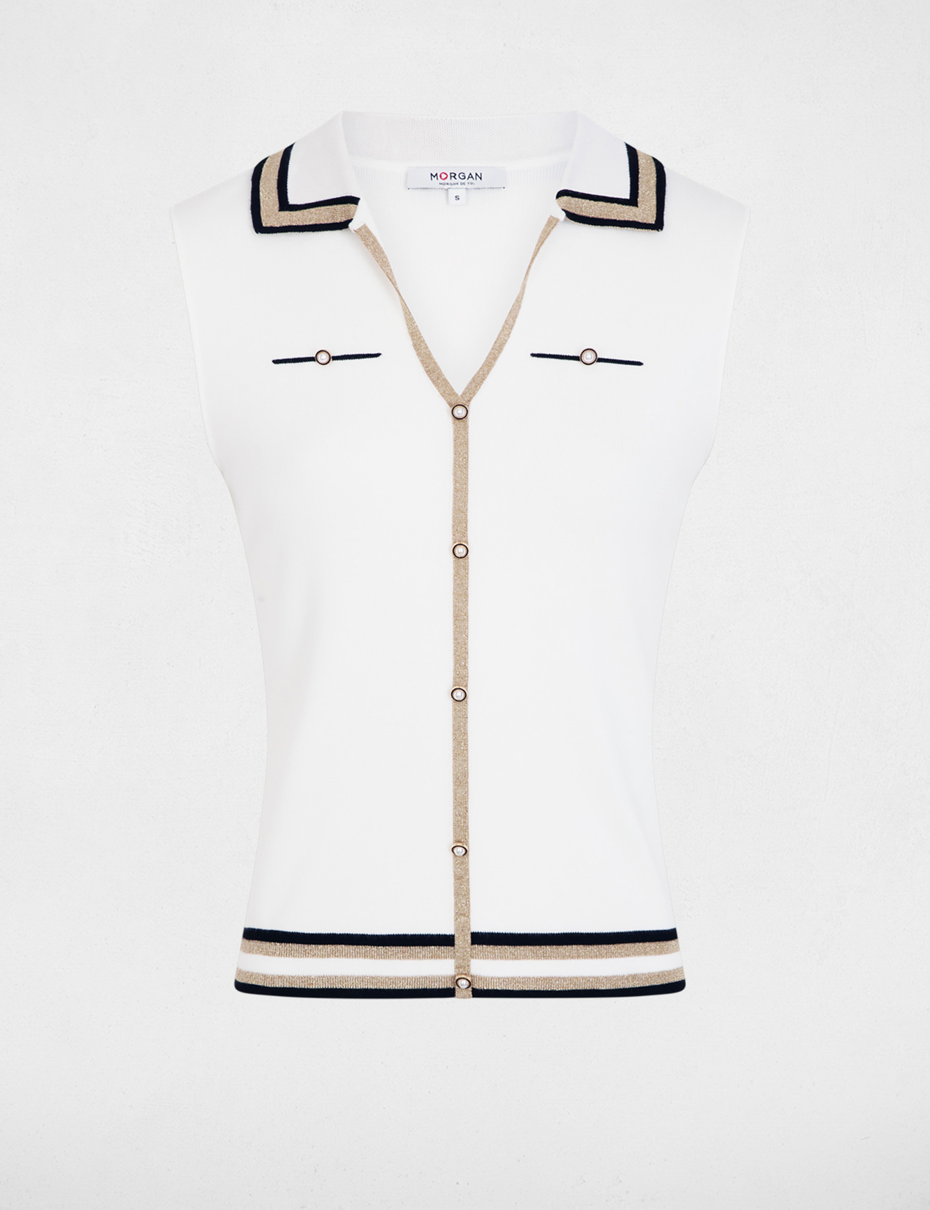 Jersey sin mangas ajustado blanco mujer