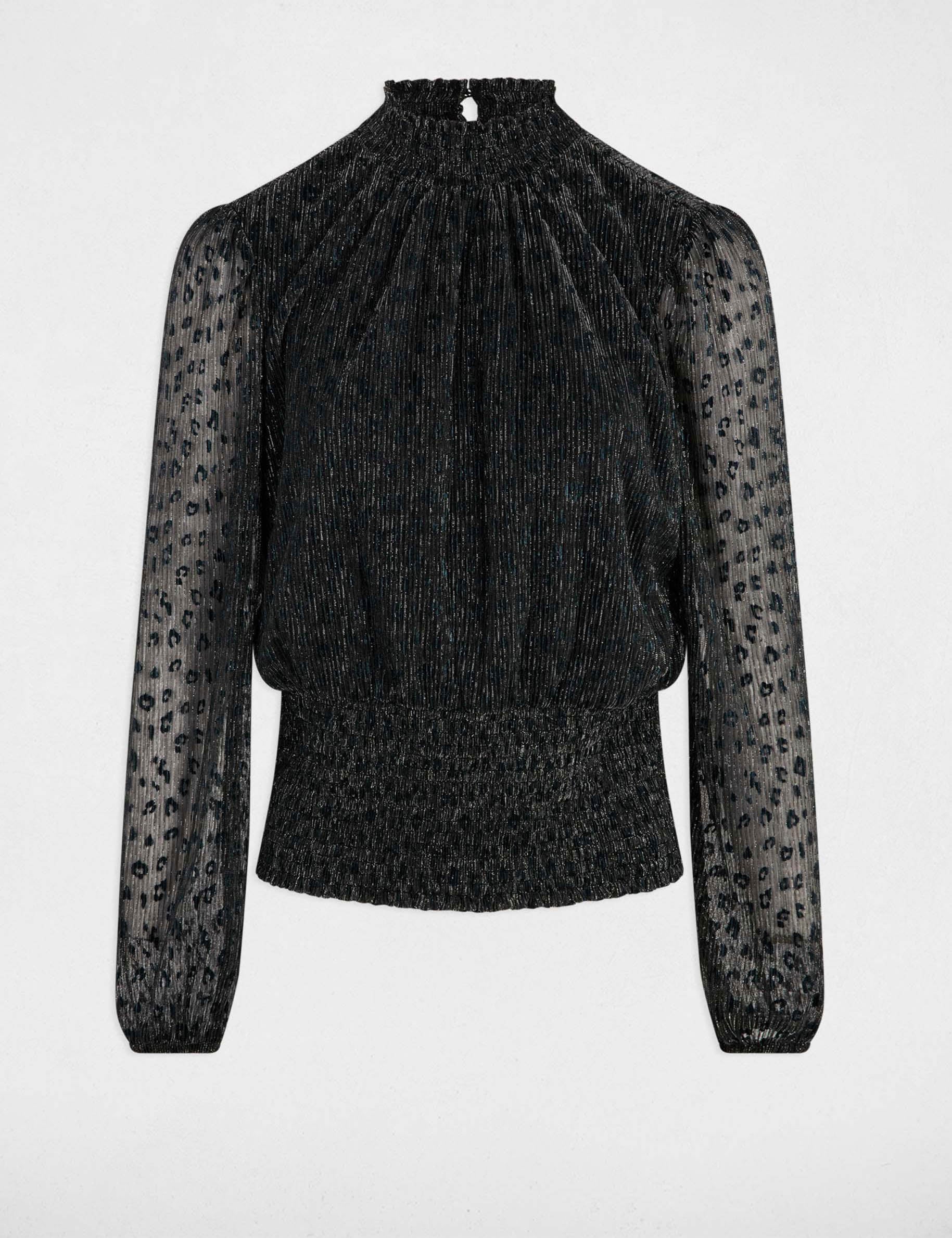Camiseta de cuello alto negro mujer