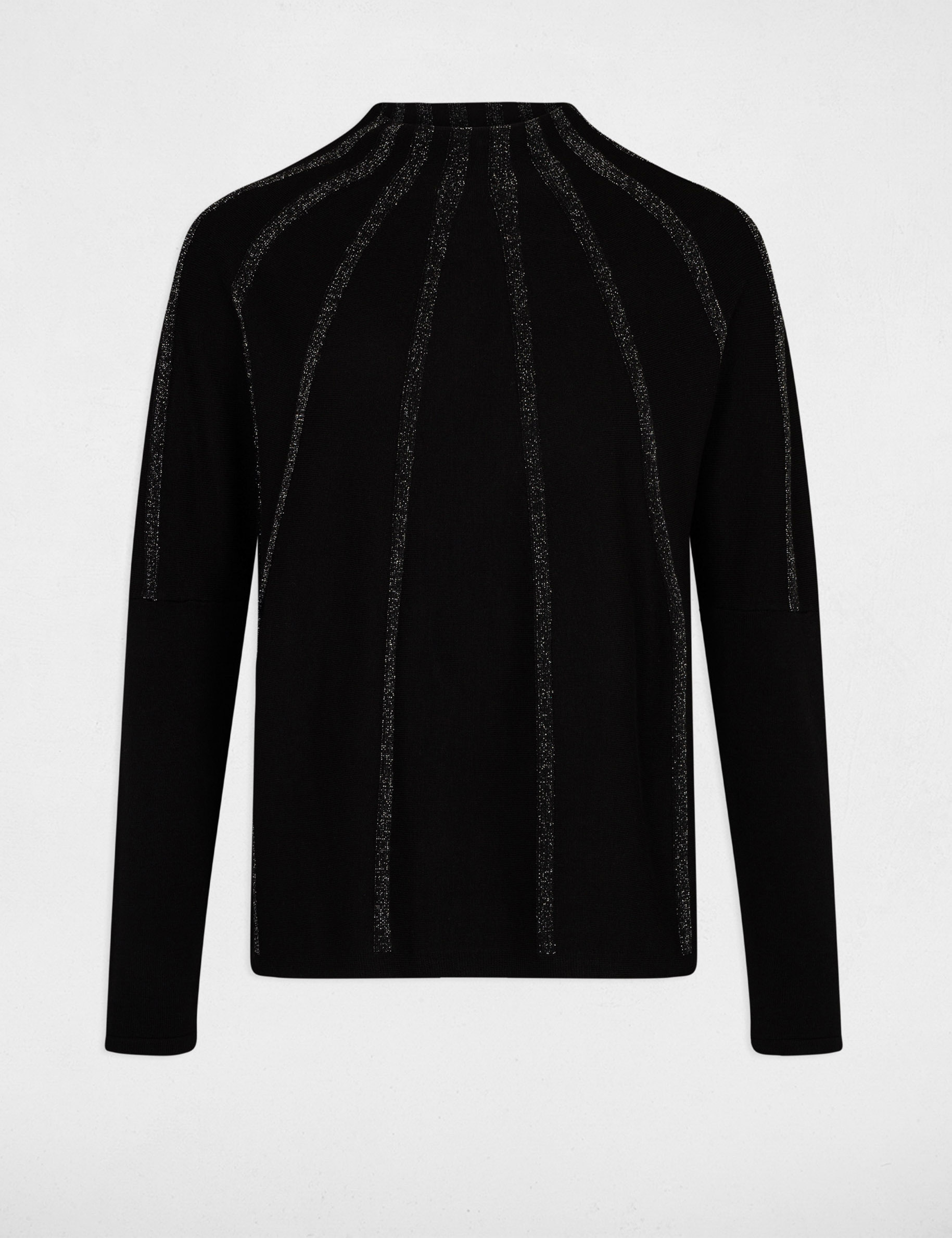 Jersey manga larga con cuello alto negro mujer