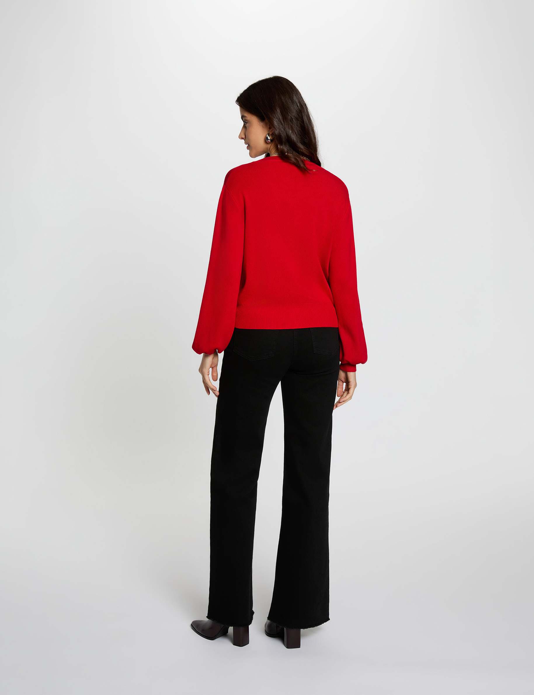 Chaleco ajustado cuello en v rojo mujer