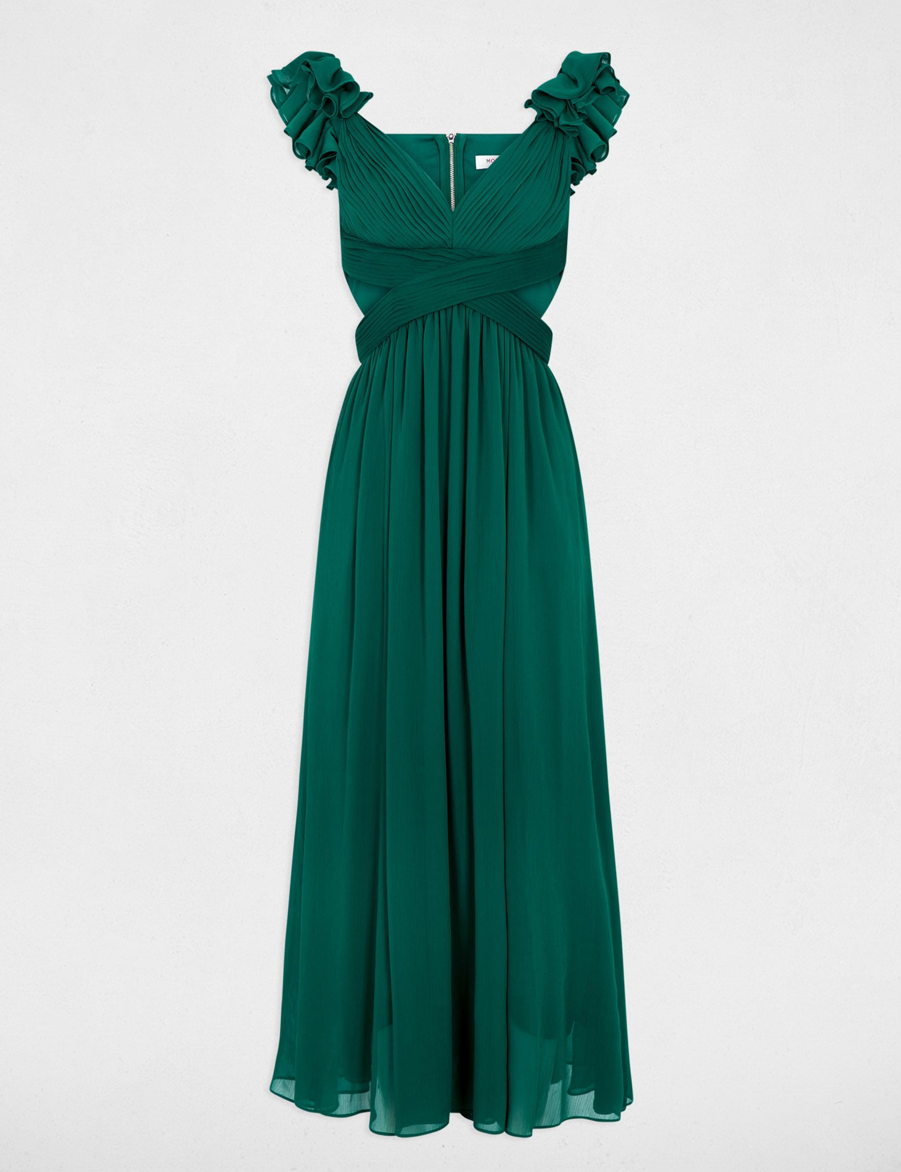 Vestido largo recto holgado verde mujer
