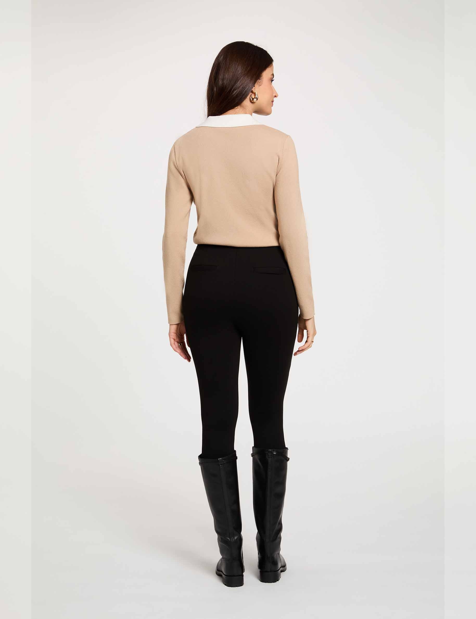 Jersey con cuello vuelto beige mujer