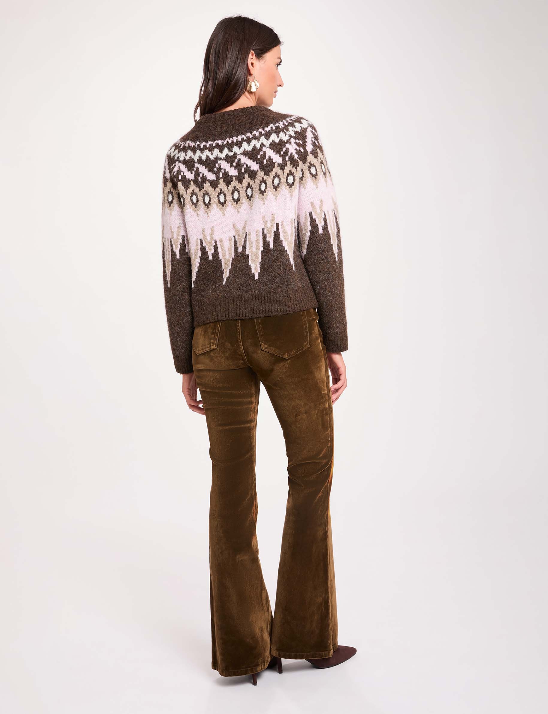 Pantal&oacute;n bootcut de terciopelo color bronce mujer
