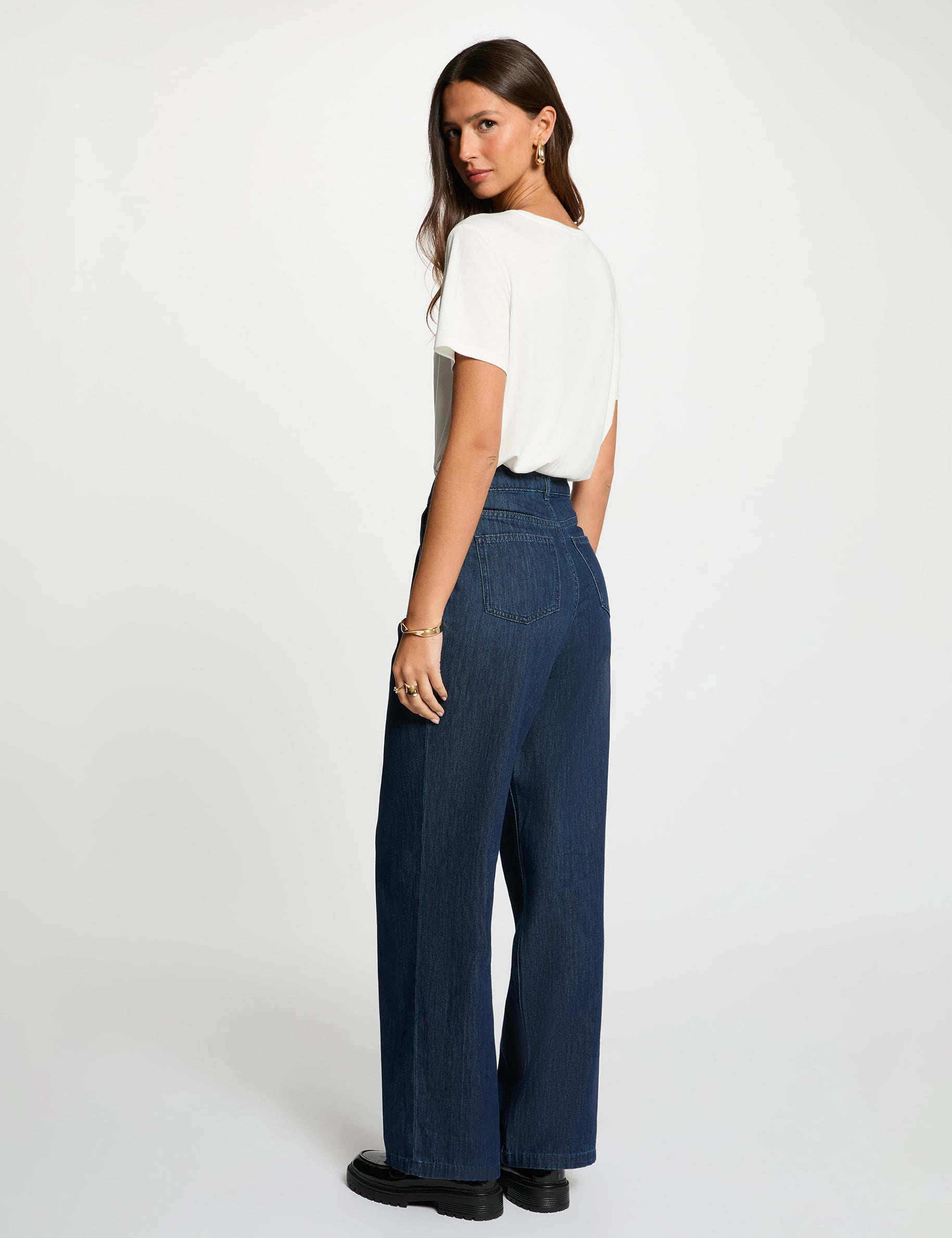 Camiseta bordada con lentejuelas blanco mujer