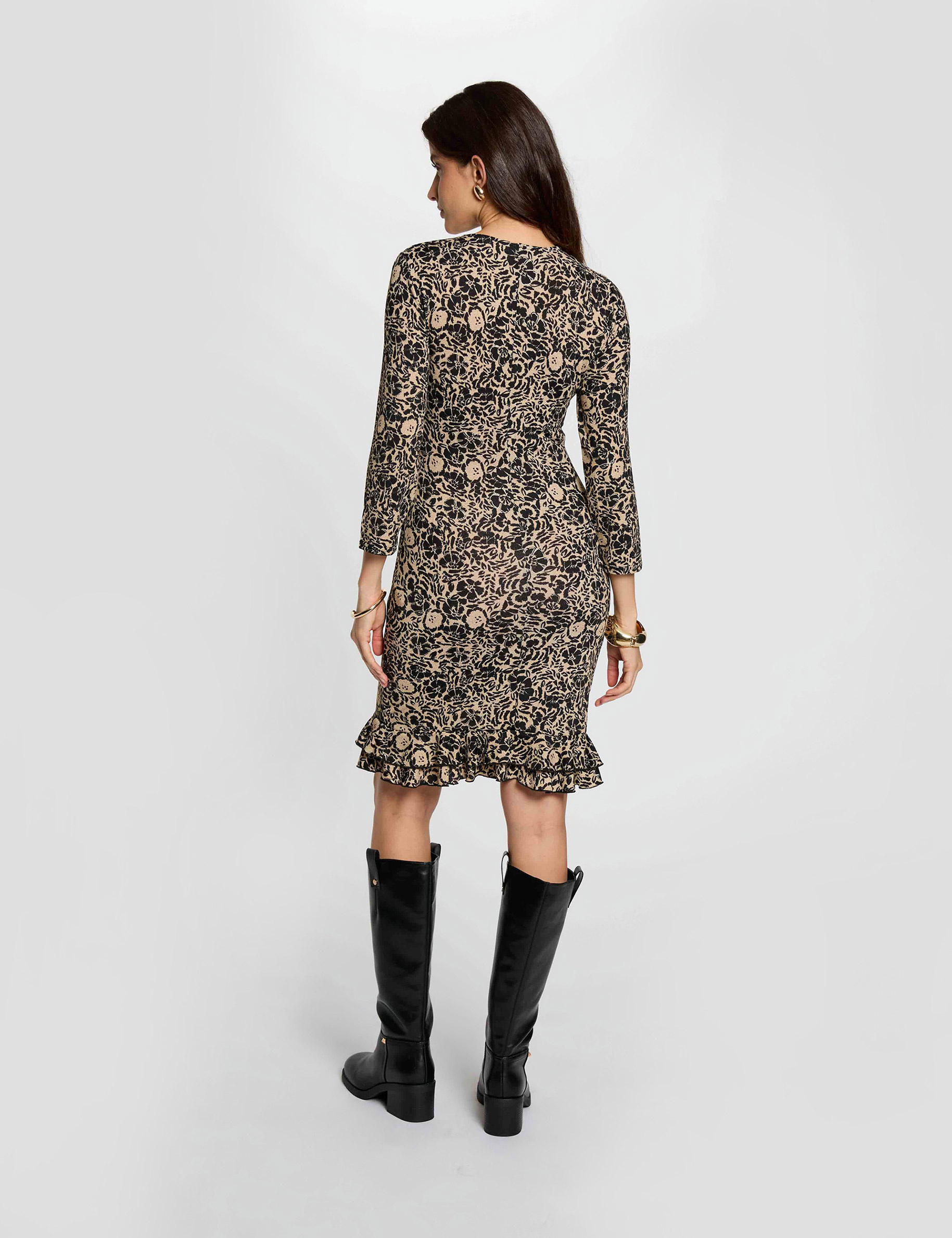 Vestido de punto con cuello v multicolor mujer