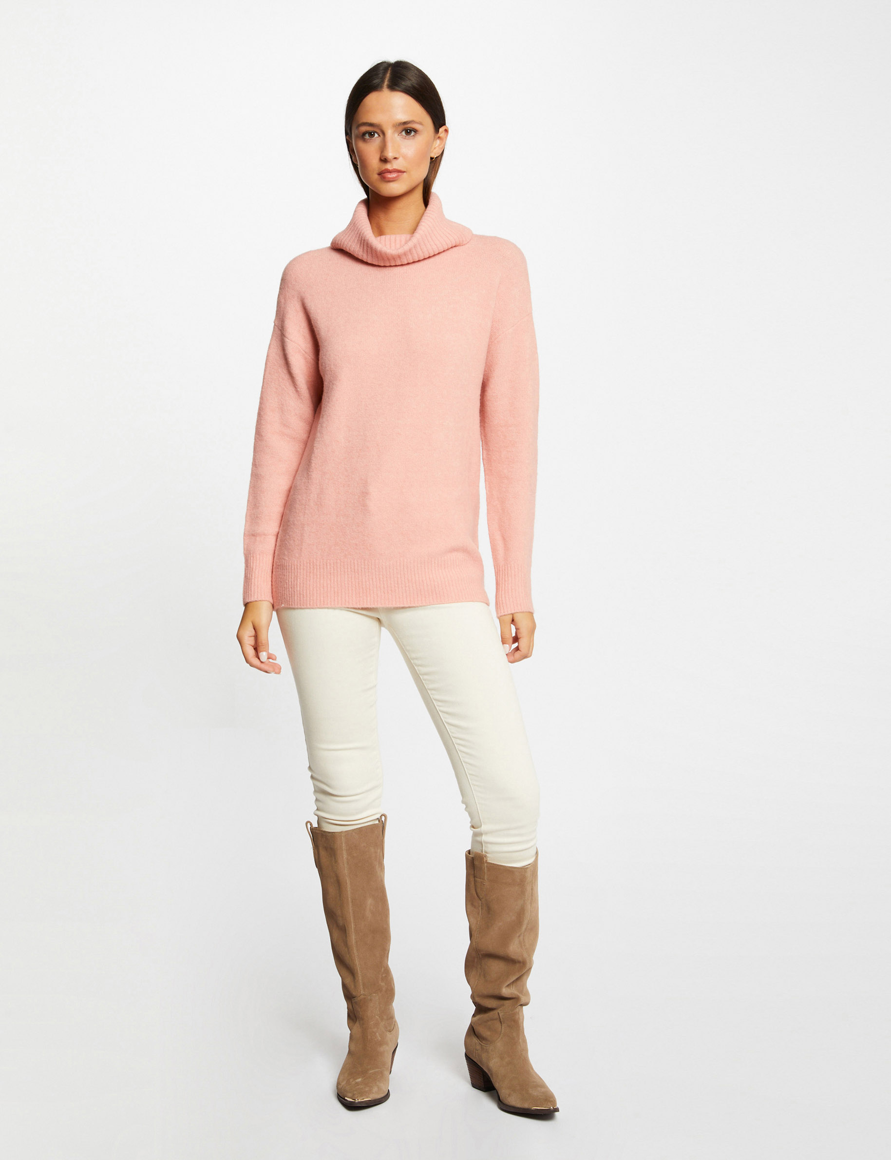 jersey manga larga con cuello de tortuga corail mujer Jersey manga larga con cuello de tortuga corail mujer