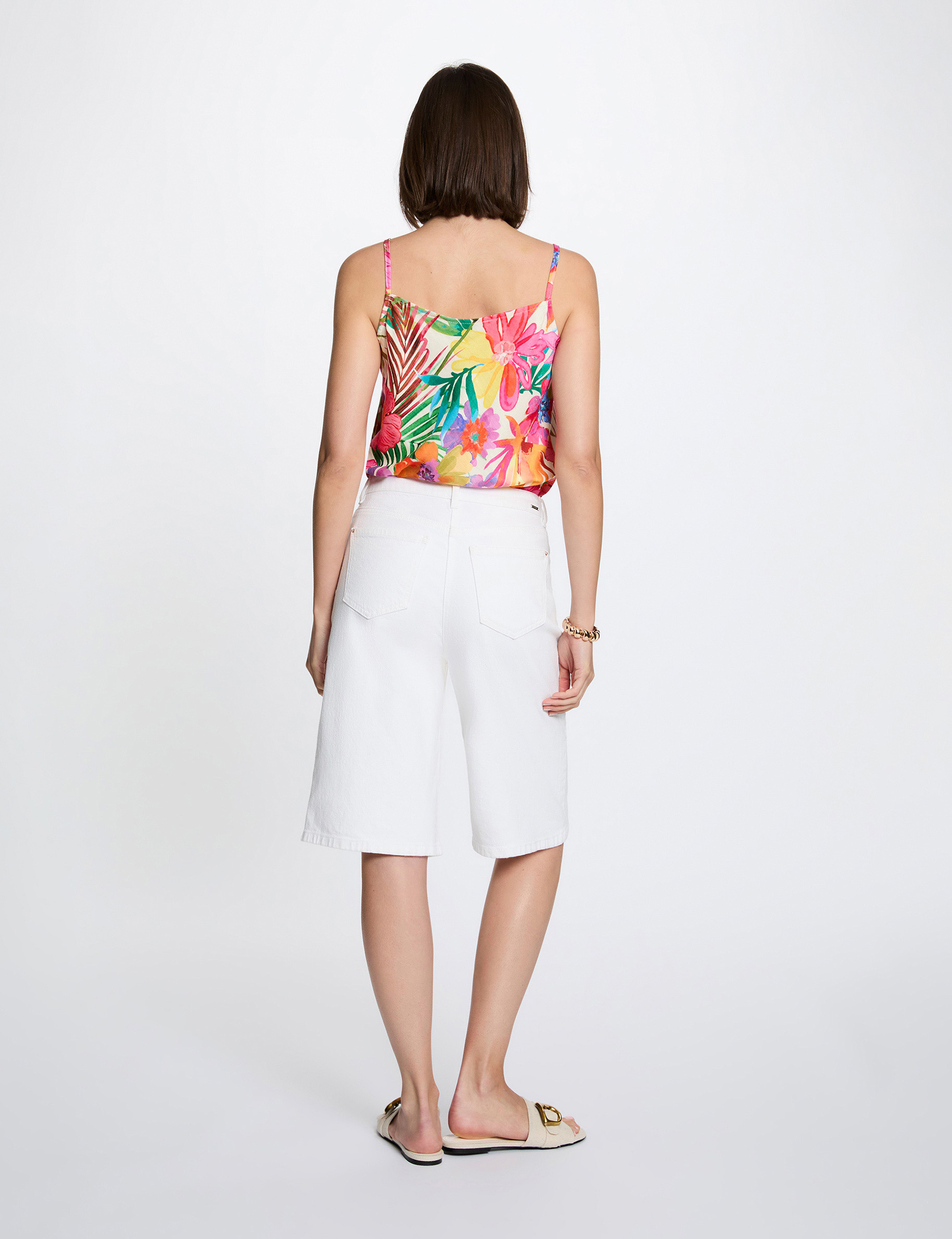 Top satinado con cuello drapeado multicolor mujer