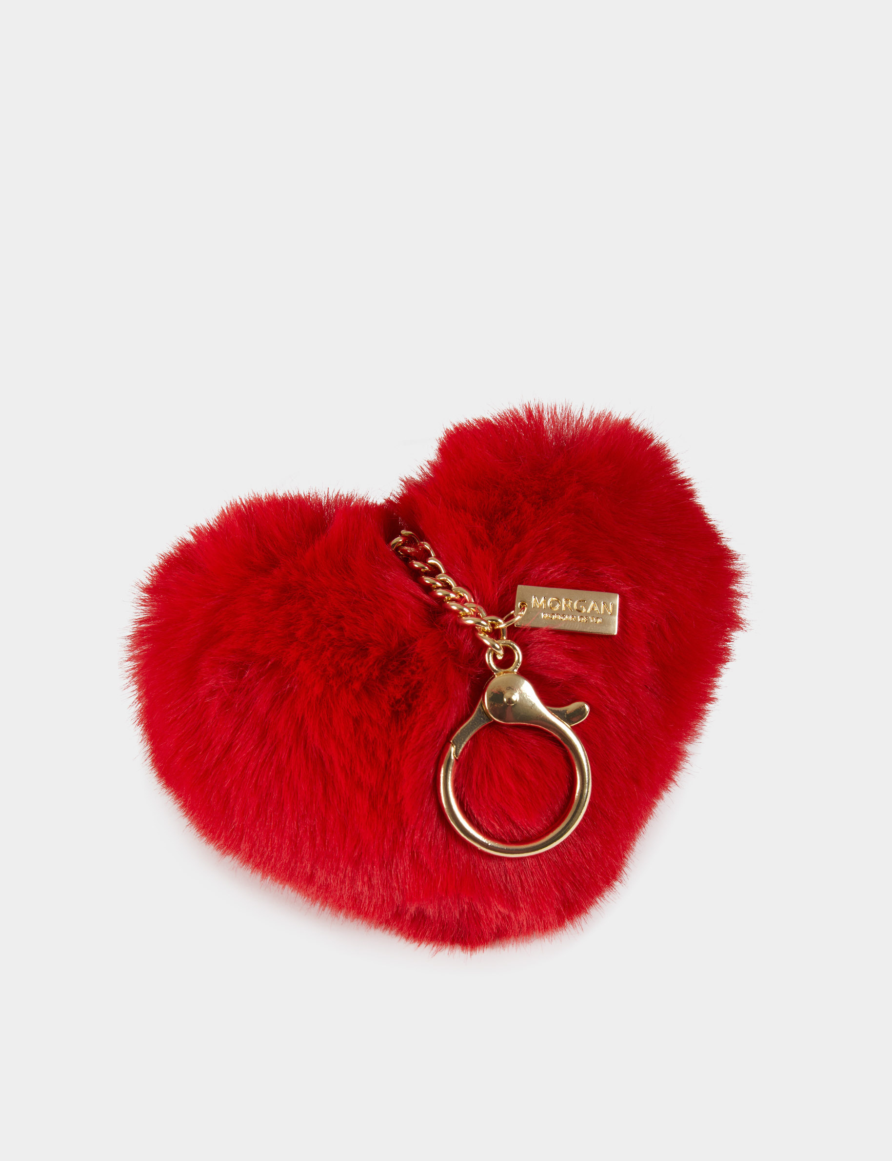 Llavero corazon pelo de imitación rojo mujer